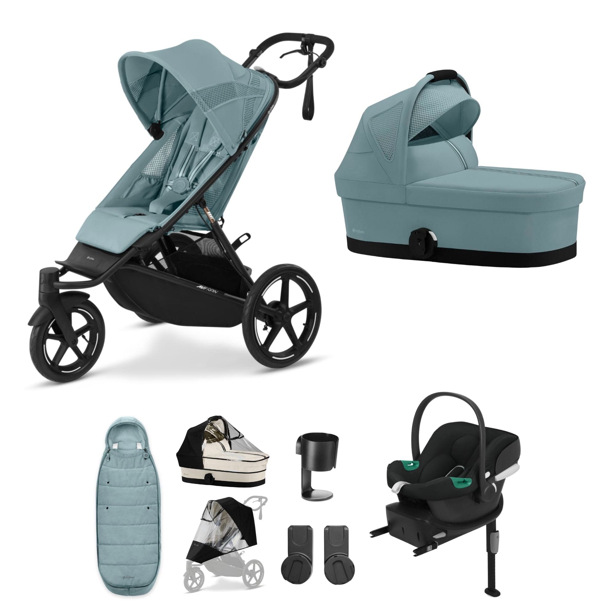 Cybex Avi Spin Comfort Bundle in Stormy Blue 3 Wheeler Pushchair Bundles 16237-STO-BLU 4063846468201