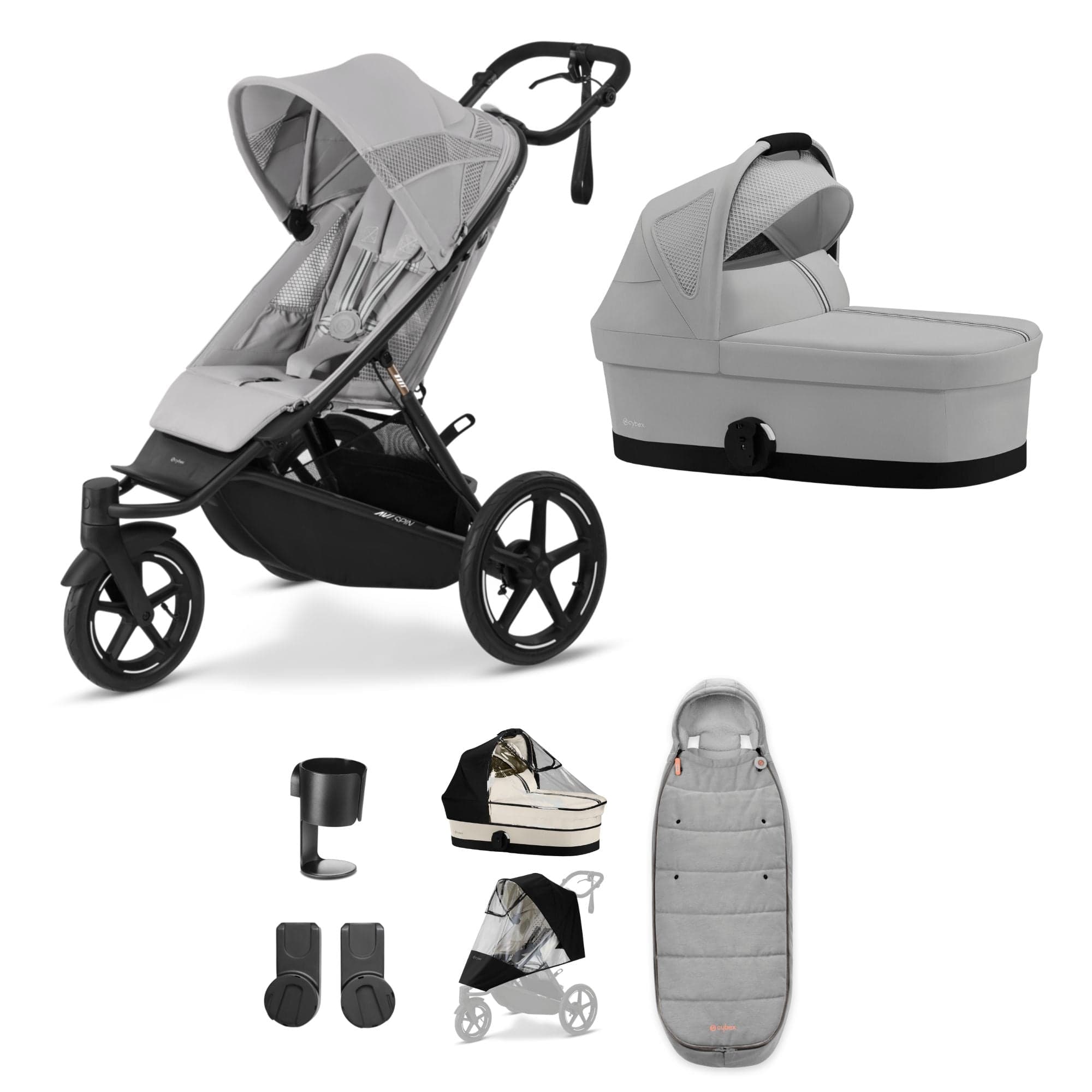 Cybex Avi Spin Essential Bundle in Fog Grey 3 Wheeler Pushchair Bundles 16227-FOG-GRY 4063846468157