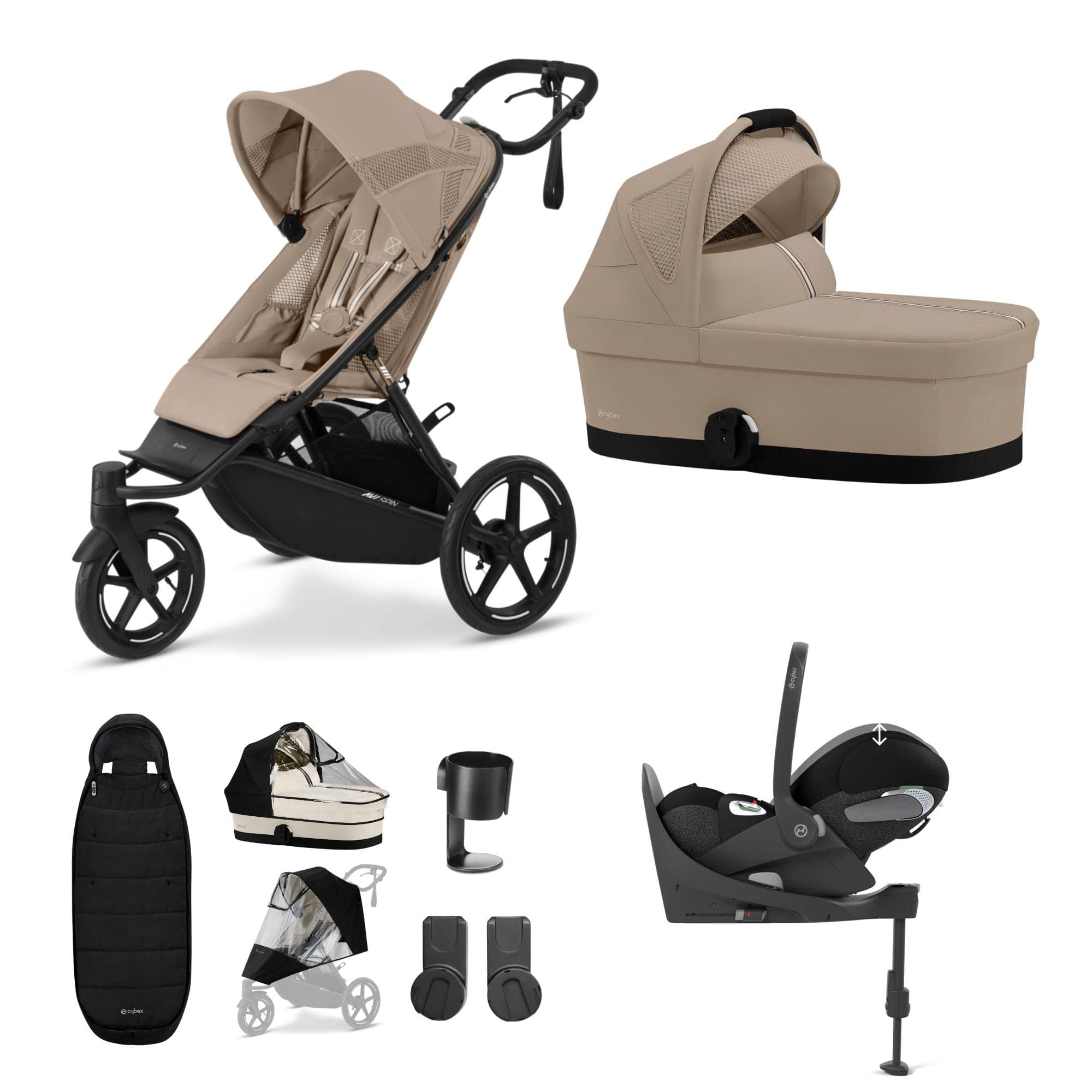 Cybex Avi Spin Luxury Bundle in Almond Beige 3 Wheeler Pushchair Bundles 16253-ALM-BEI-2 4063846474851