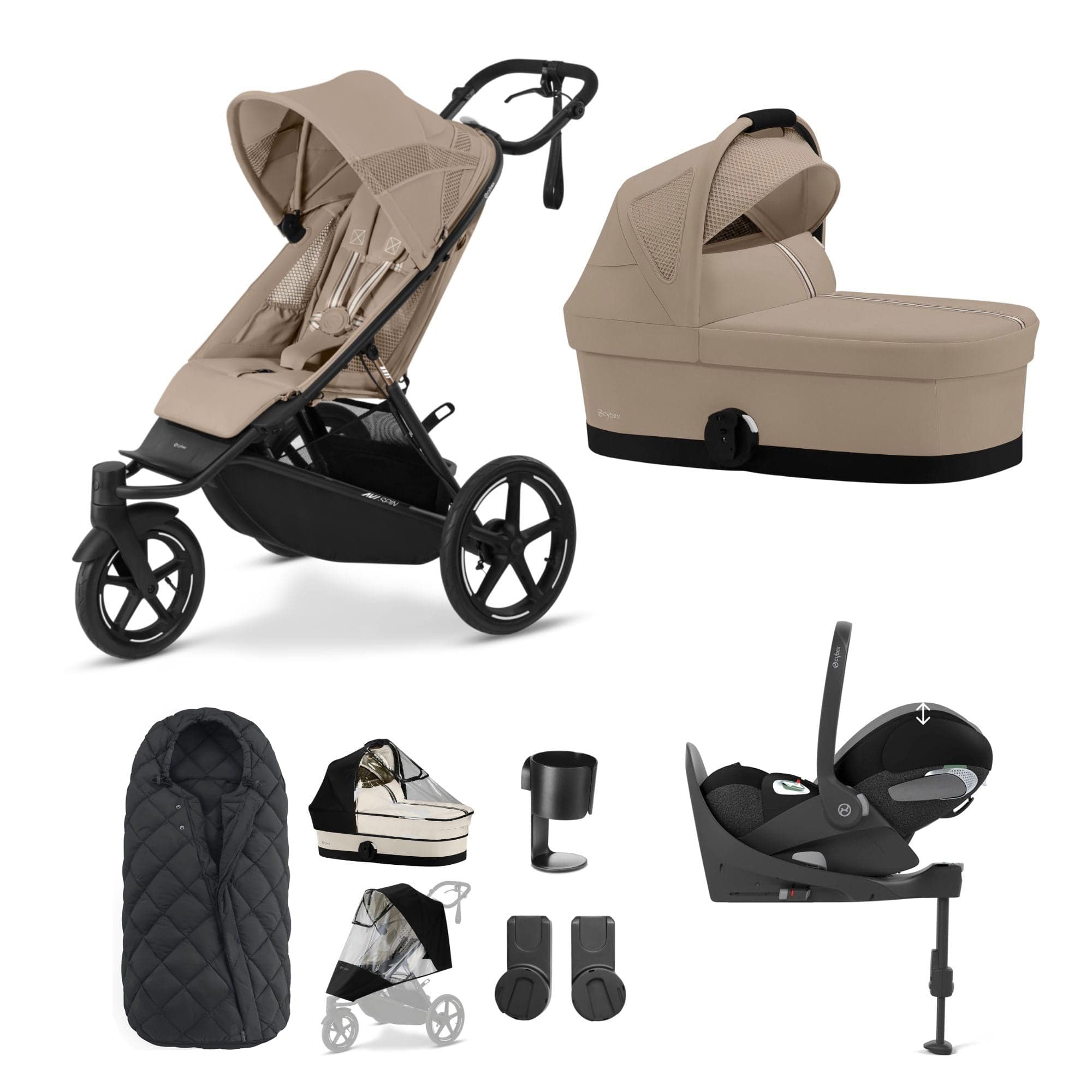 Cybex Avi Spin Luxury Bundle in Almond Beige 3 Wheeler Pushchair Bundles 16253-ALM-BEI-3 4063846474851