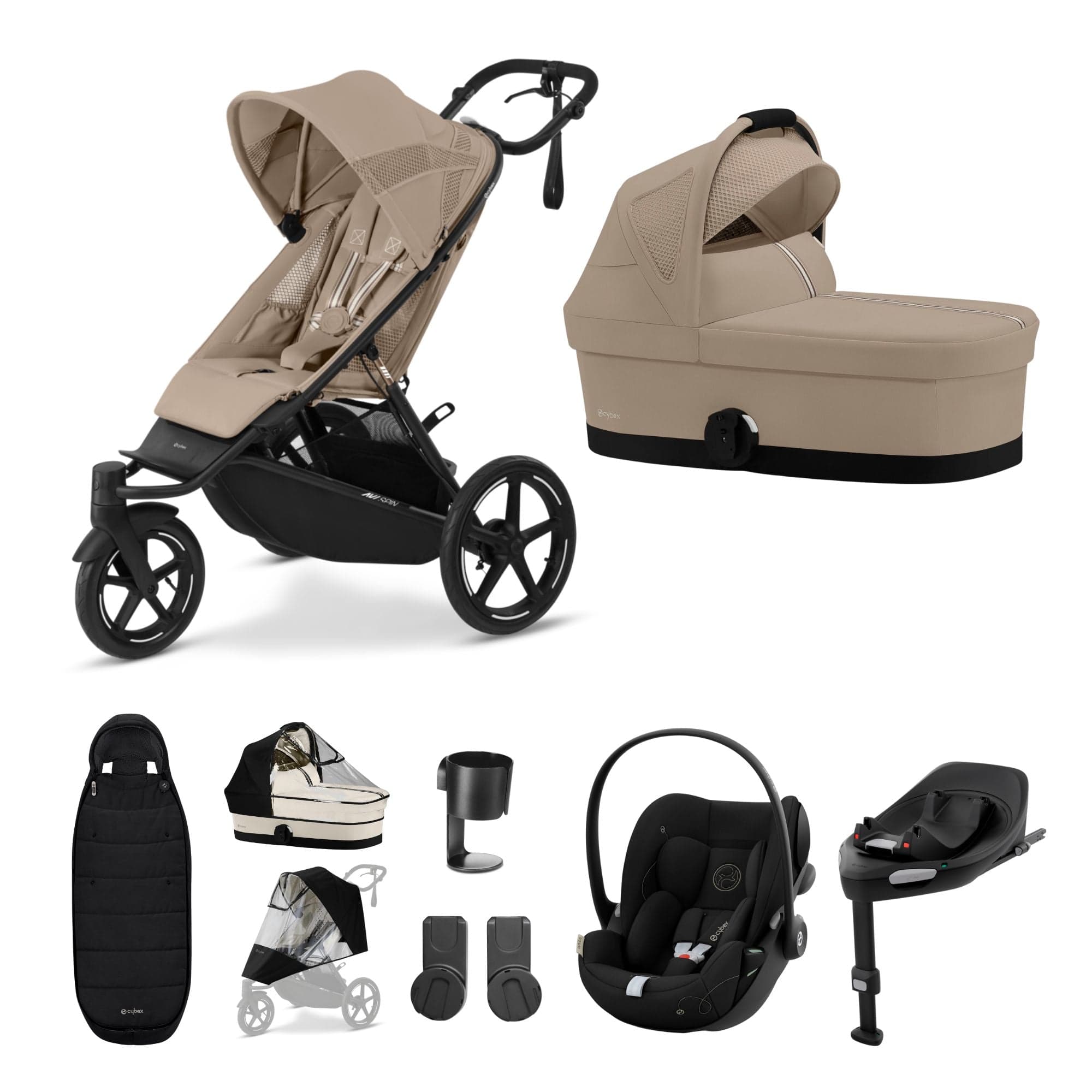 Cybex Avi Spin Luxury Bundle in Almond Beige 3 Wheeler Pushchair Bundles 16253-ALM-BEI 4063846474851