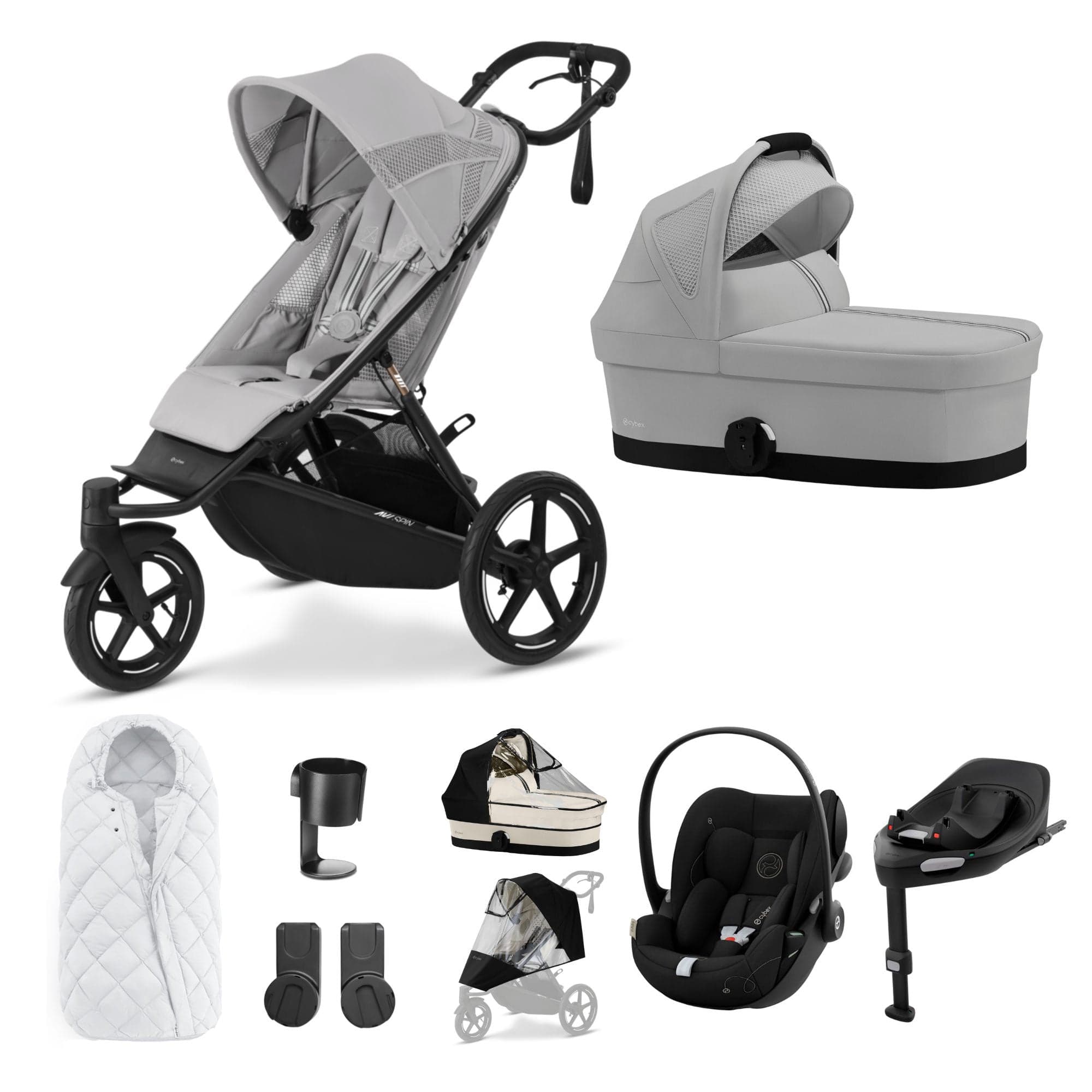 Cybex Avi Spin Luxury Bundle in Fog Grey 3 Wheeler Pushchair Bundles 16245-FOG-GRY-1 4063846468157