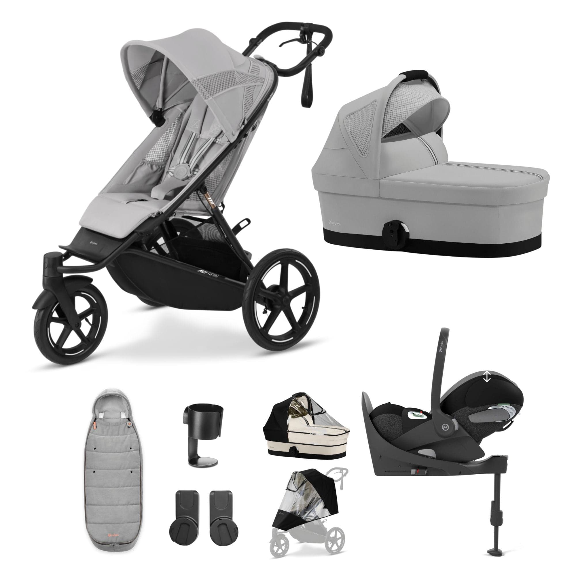 Cybex Avi Spin Luxury Bundle in Fog Grey 3 Wheeler Pushchair Bundles 16245-FOG-GRY-2 4063846468157