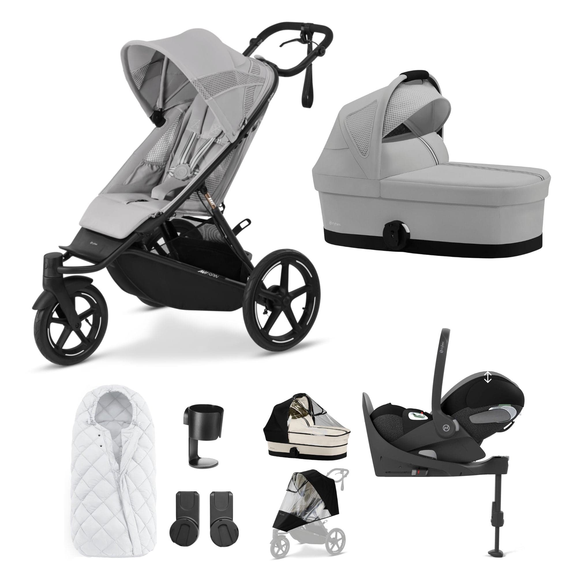 Cybex Avi Spin Luxury Bundle in Fog Grey 3 Wheeler Pushchair Bundles 16245-FOG-GRY-3 4063846468157