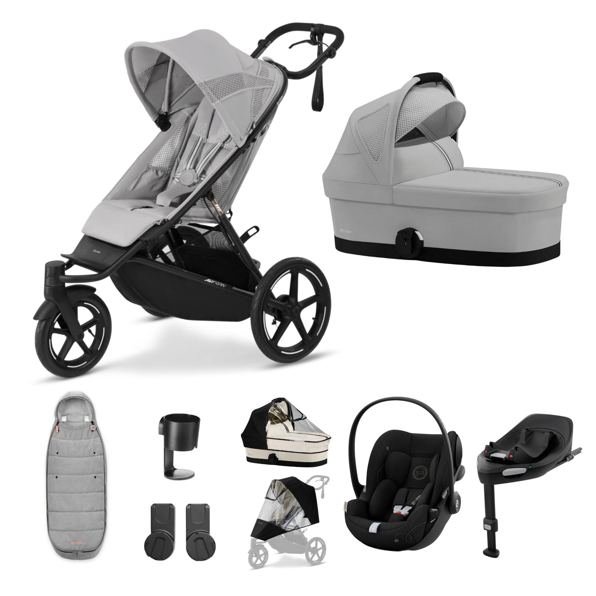 Cybex Avi Spin Luxury Bundle in Fog Grey 3 Wheeler Pushchair Bundles 16245-FOG-GRY 4063846468157