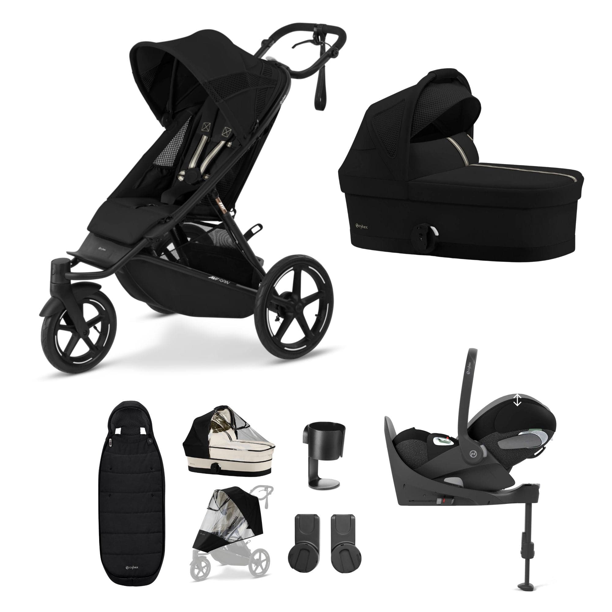 Cybex Avi Spin Luxury Bundle in Moon Black 3 Wheeler Pushchair Bundles 16241-MOO-BLK-2 4063846468102