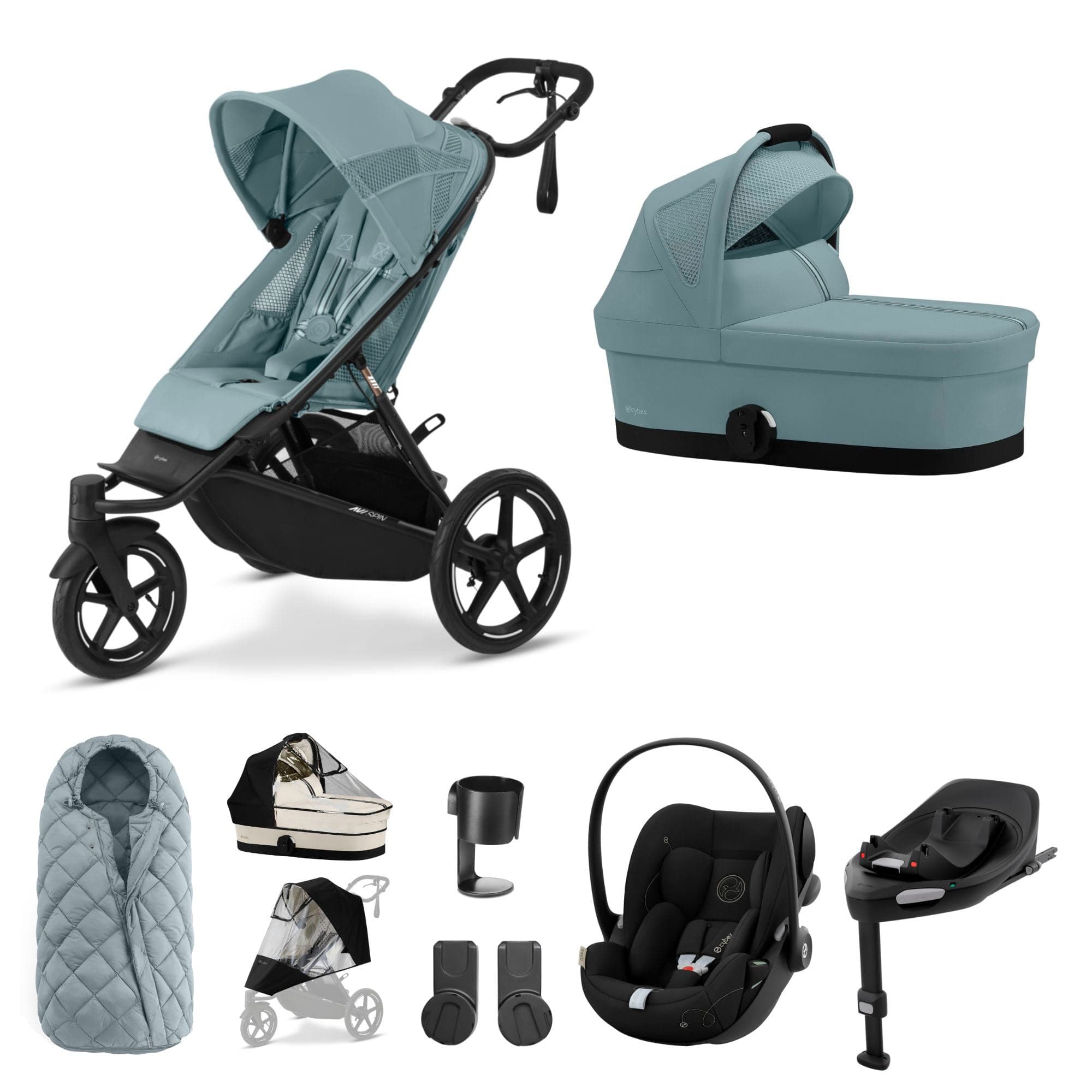 Cybex Avi Spin Luxury Bundle in Stormy Blue 3 Wheeler Pushchair Bundles 16249-STO-BLU-1 4063846468201