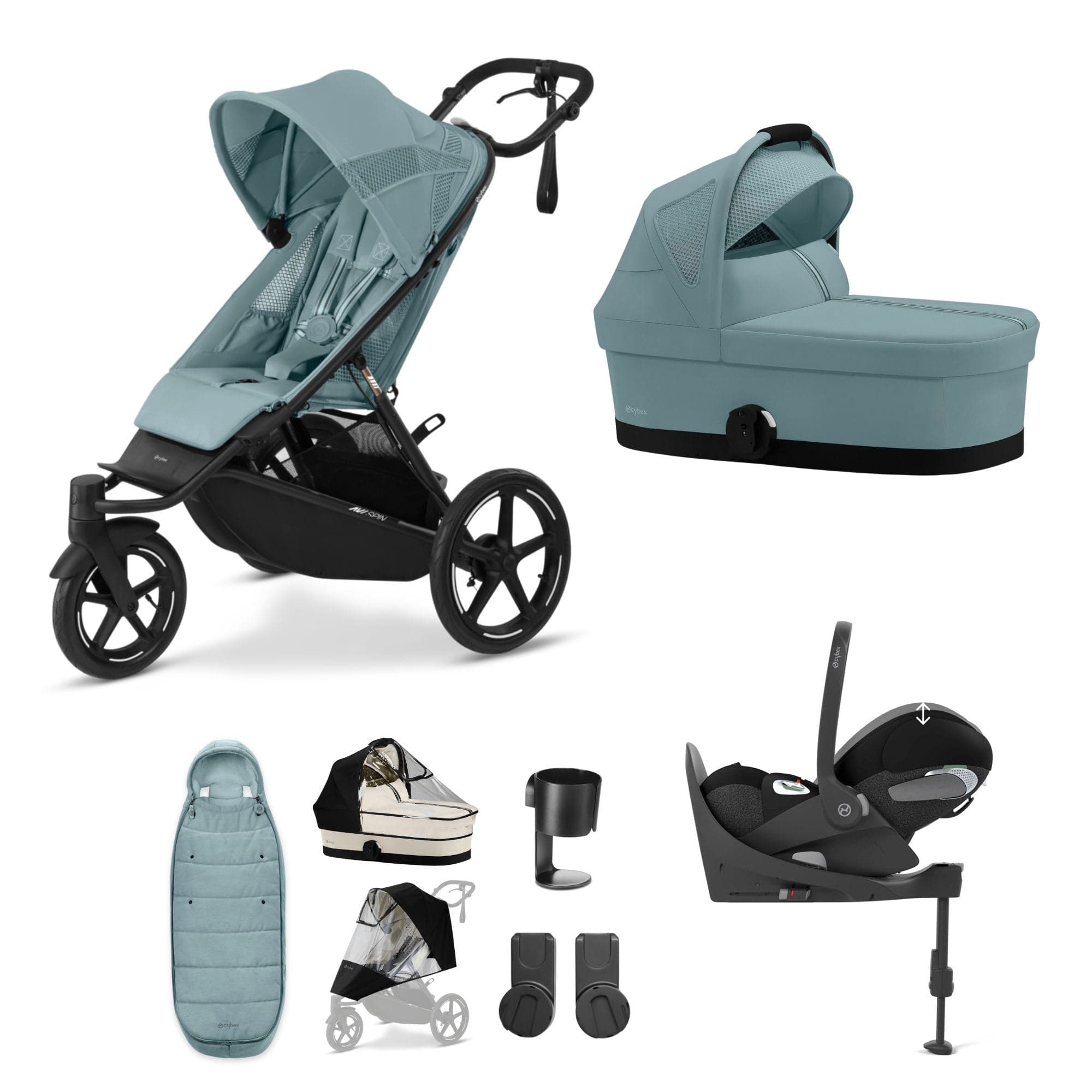 Cybex Avi Spin Luxury Bundle in Stormy Blue 3 Wheeler Pushchair Bundles 16249-STO-BLU-2 4063846468201