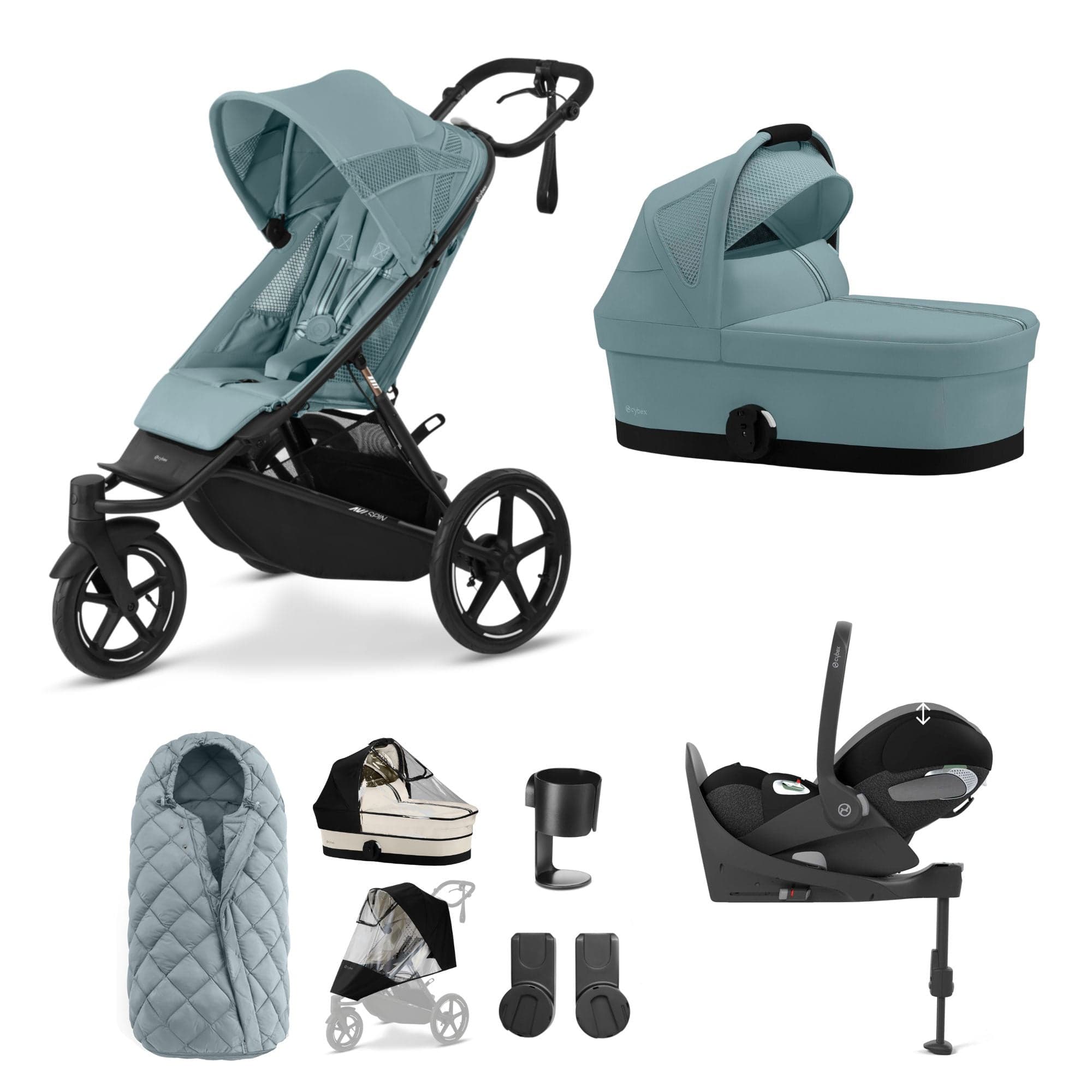 Cybex Avi Spin Luxury Bundle in Stormy Blue 3 Wheeler Pushchair Bundles 16249-STO-BLU-3 4063846468201