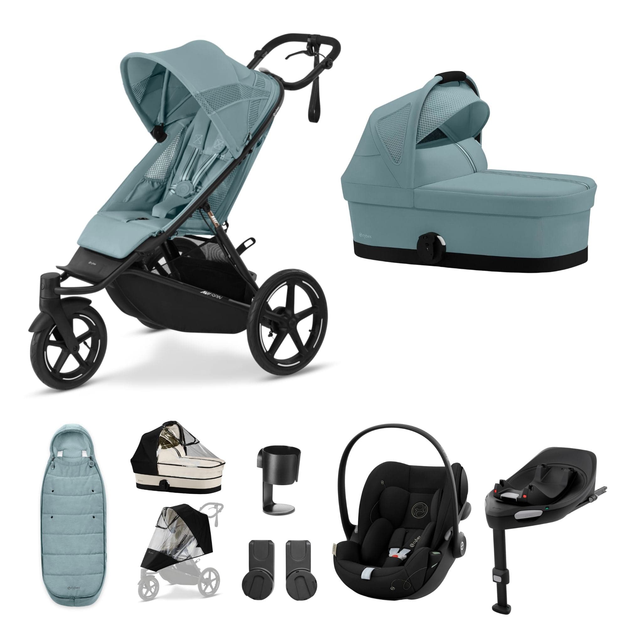 Cybex Avi Spin Luxury Bundle in Stormy Blue 3 Wheeler Pushchair Bundles 16249-STO-BLU 4063846468201