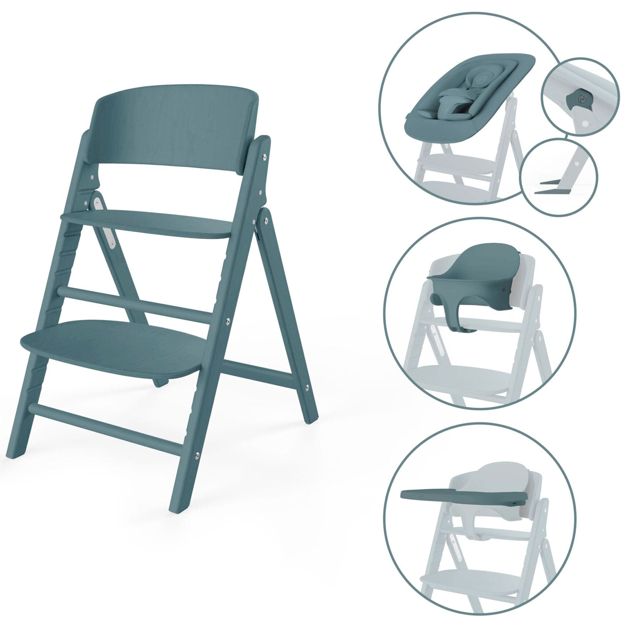 Cybex Click & Fold 4in1 High Chair in Stone Blue Baby Highchairs 524000883 4063846473595