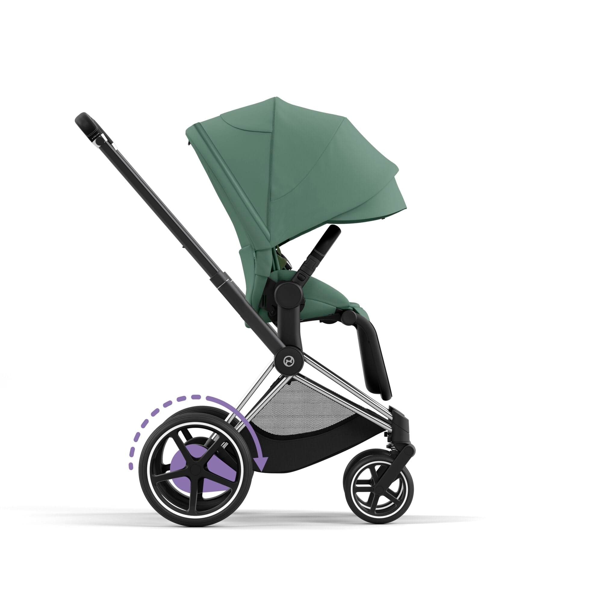 Cybex e-Priam & Lux Cot in Leaf Green Baby Prams