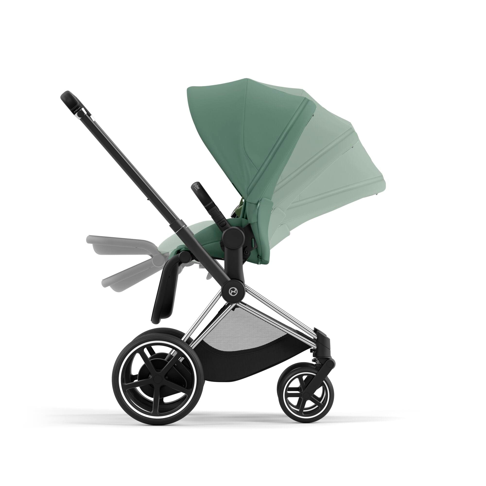 Cybex e-Priam & Lux Cot in Leaf Green Baby Prams