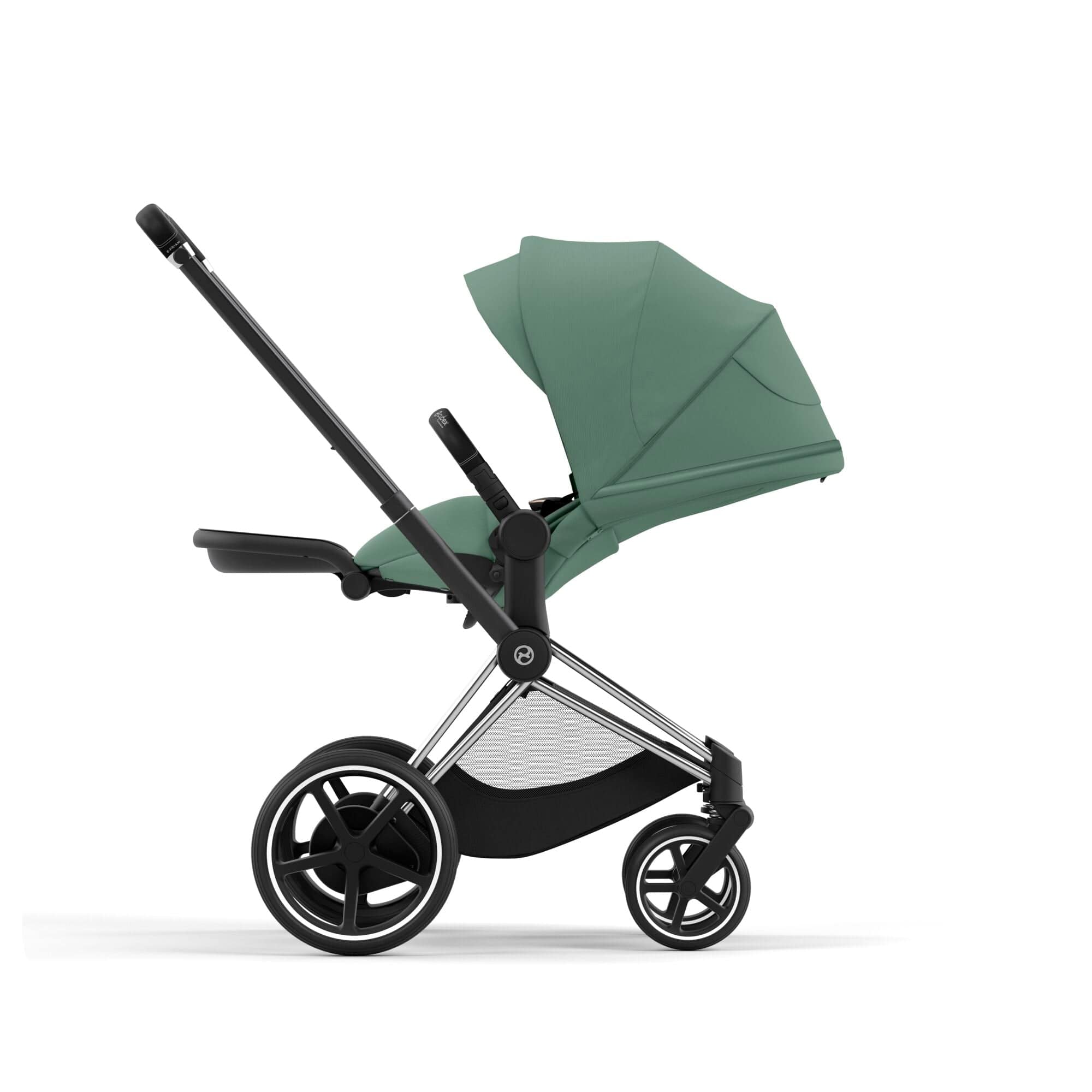 Cybex e-Priam & Lux Cot in Leaf Green Baby Prams