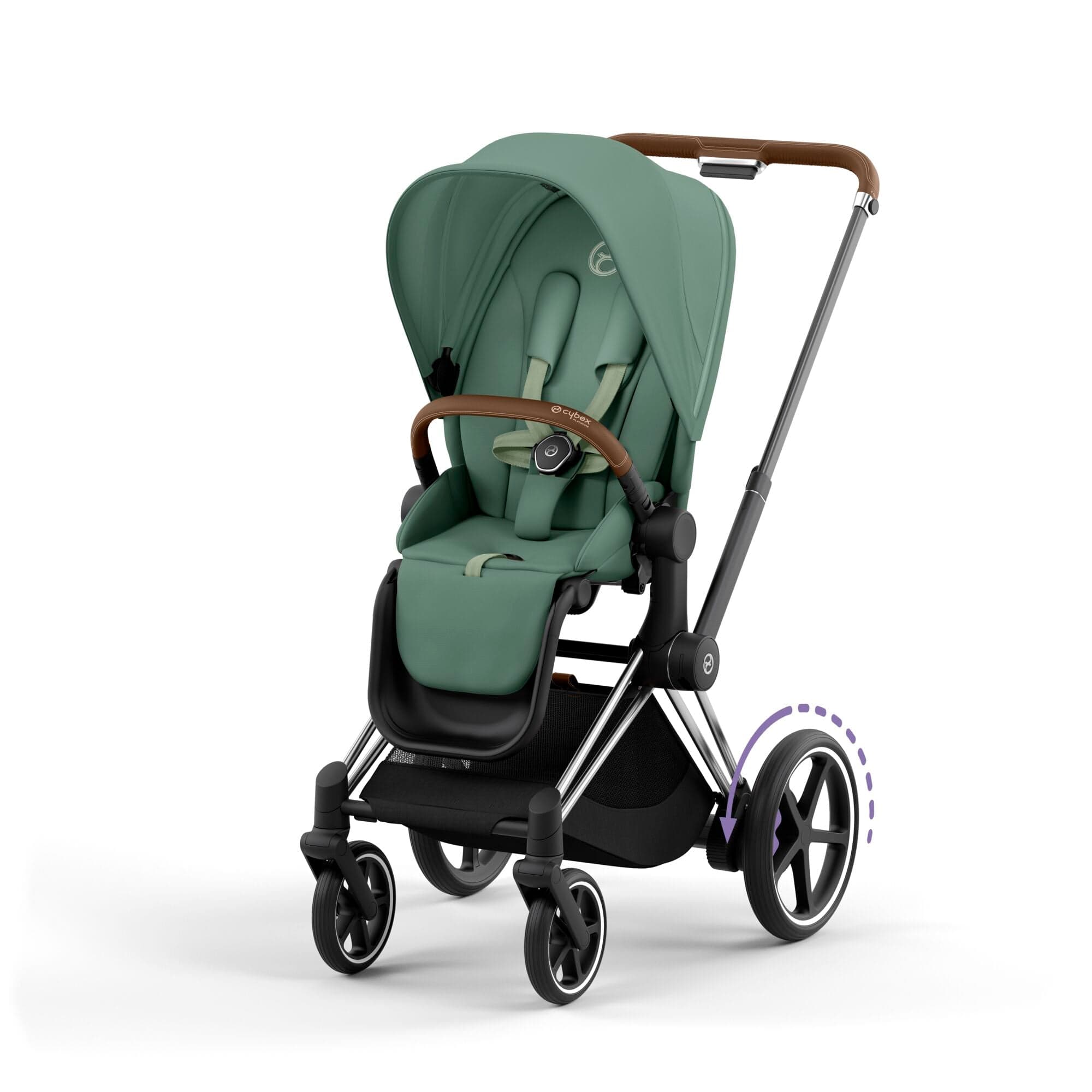 Cybex e-Priam & Lux Cot in Leaf Green Baby Prams