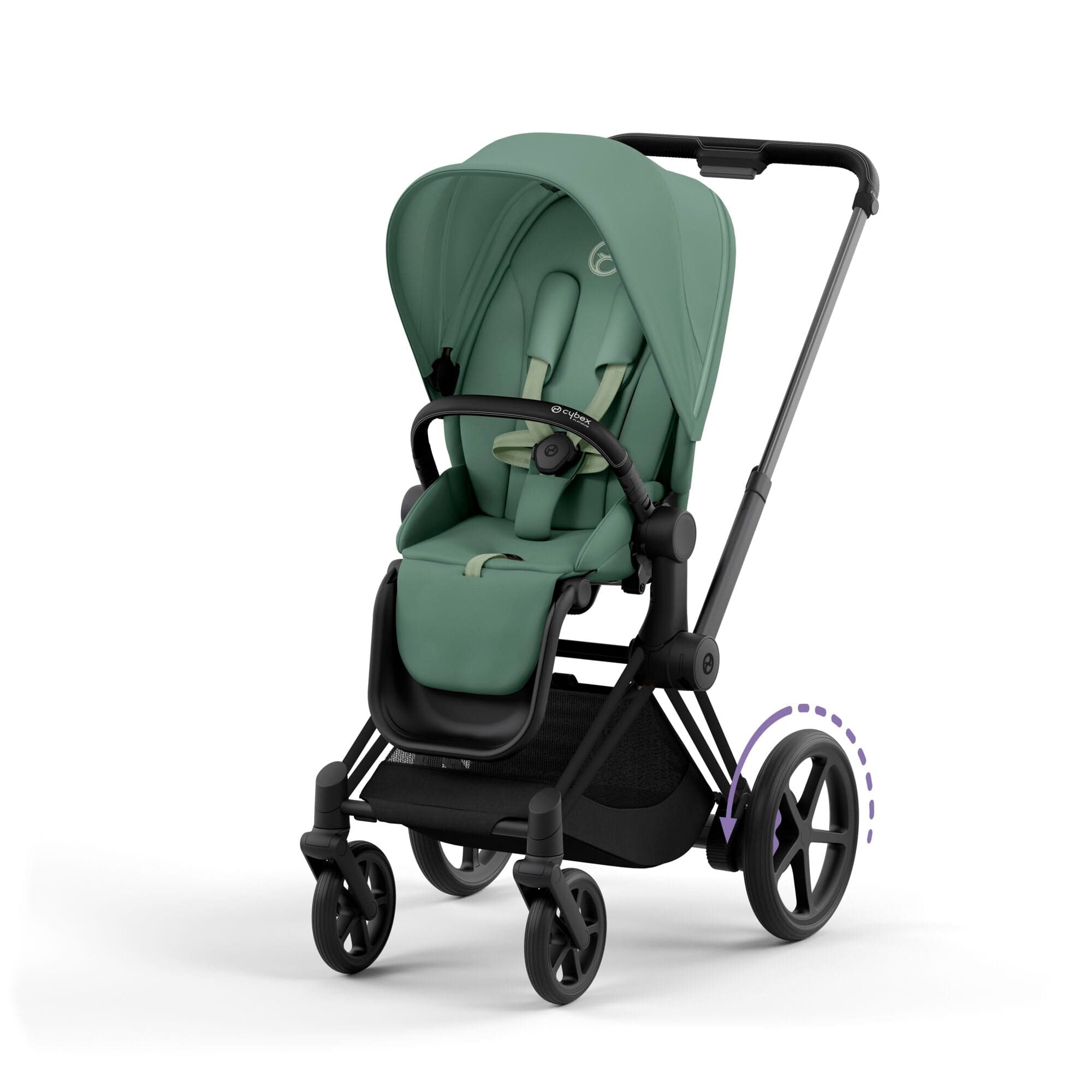 Cybex e-Priam & Lux Cot in Leaf Green Baby Prams