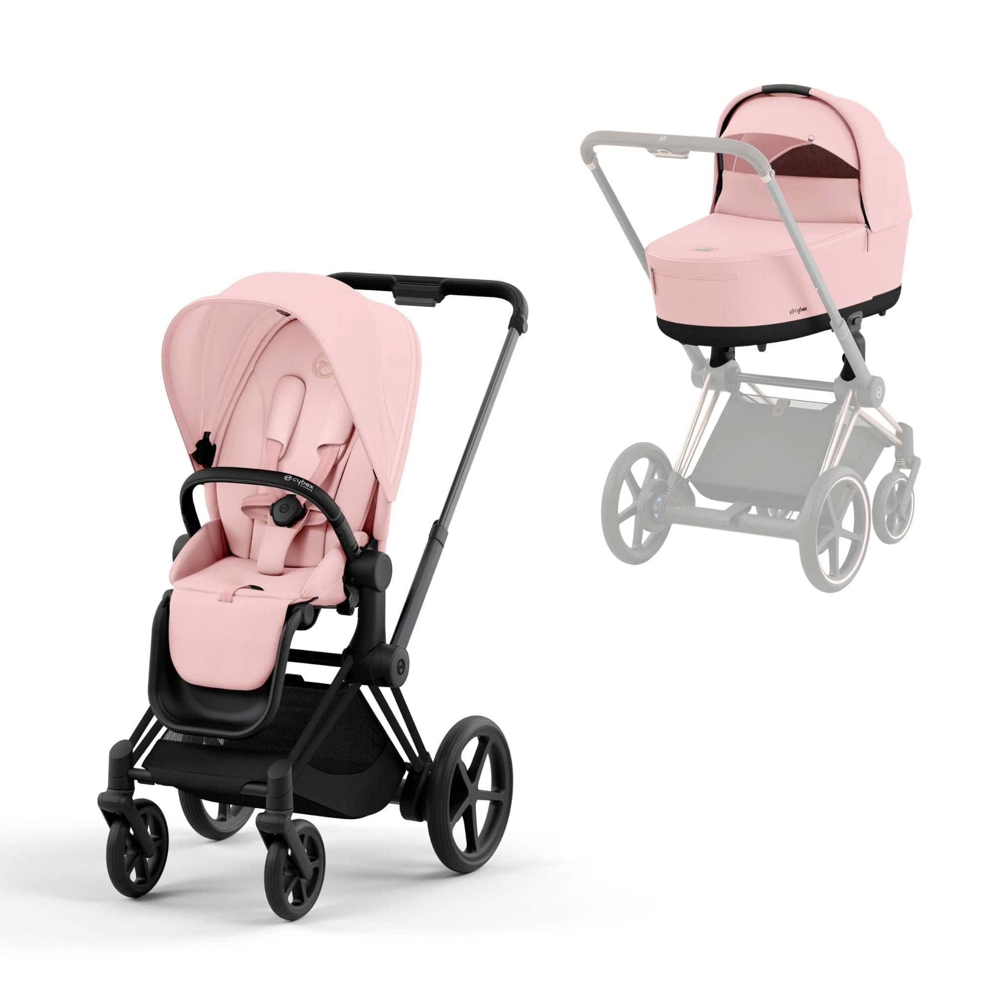 Cybex e-Priam & Lux Cot in Peach Pink Baby Prams 16744-ROS-GOL-PNK 4063846415618