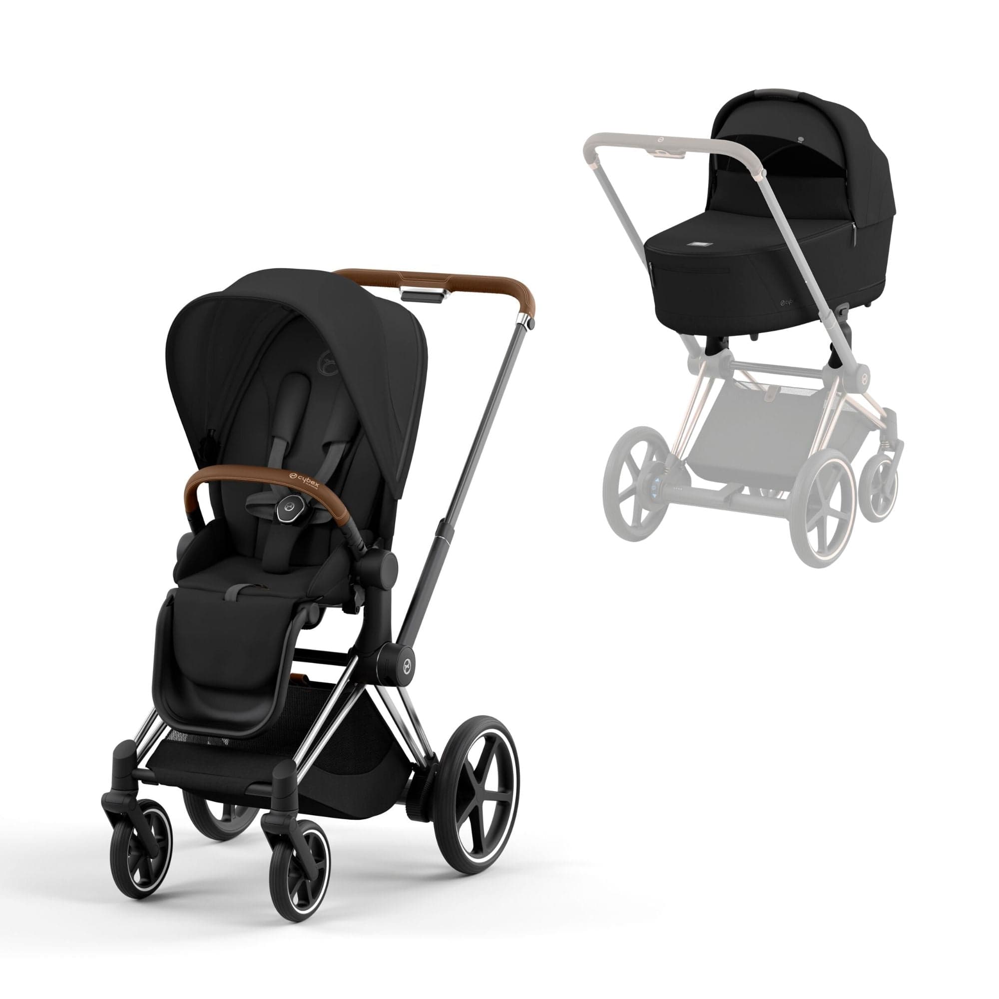 Cybex e-Priam & Lux Cot in Sepia Black Baby Prams 16732-CH-BRN-BLK 4063846415373