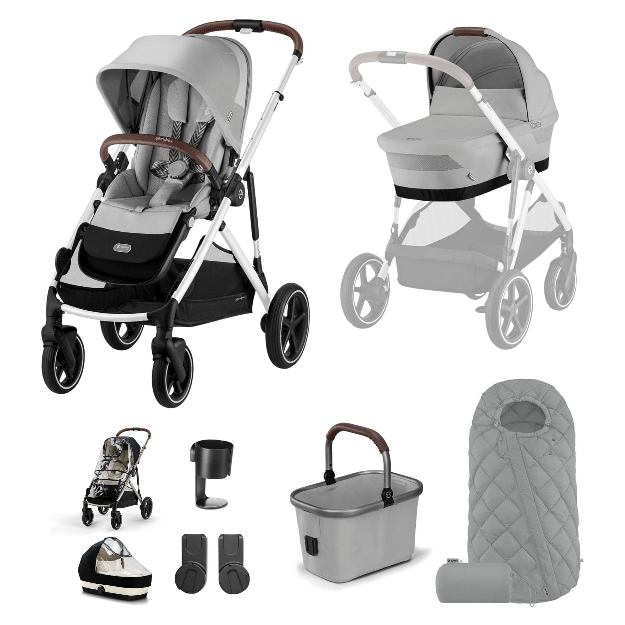 Cybex Gazelle S Essential Bundle in Silver/Stone Grey Baby Prams 18471-STO-GRY-2 4063846478071