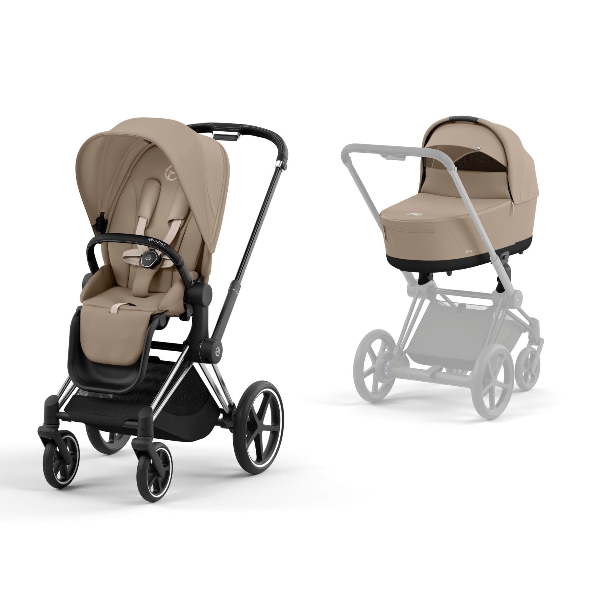 Cybex Priam & Lux Cot in Cozy Beige Baby Prams 16677-CH-BLK-BGE 4063846452576