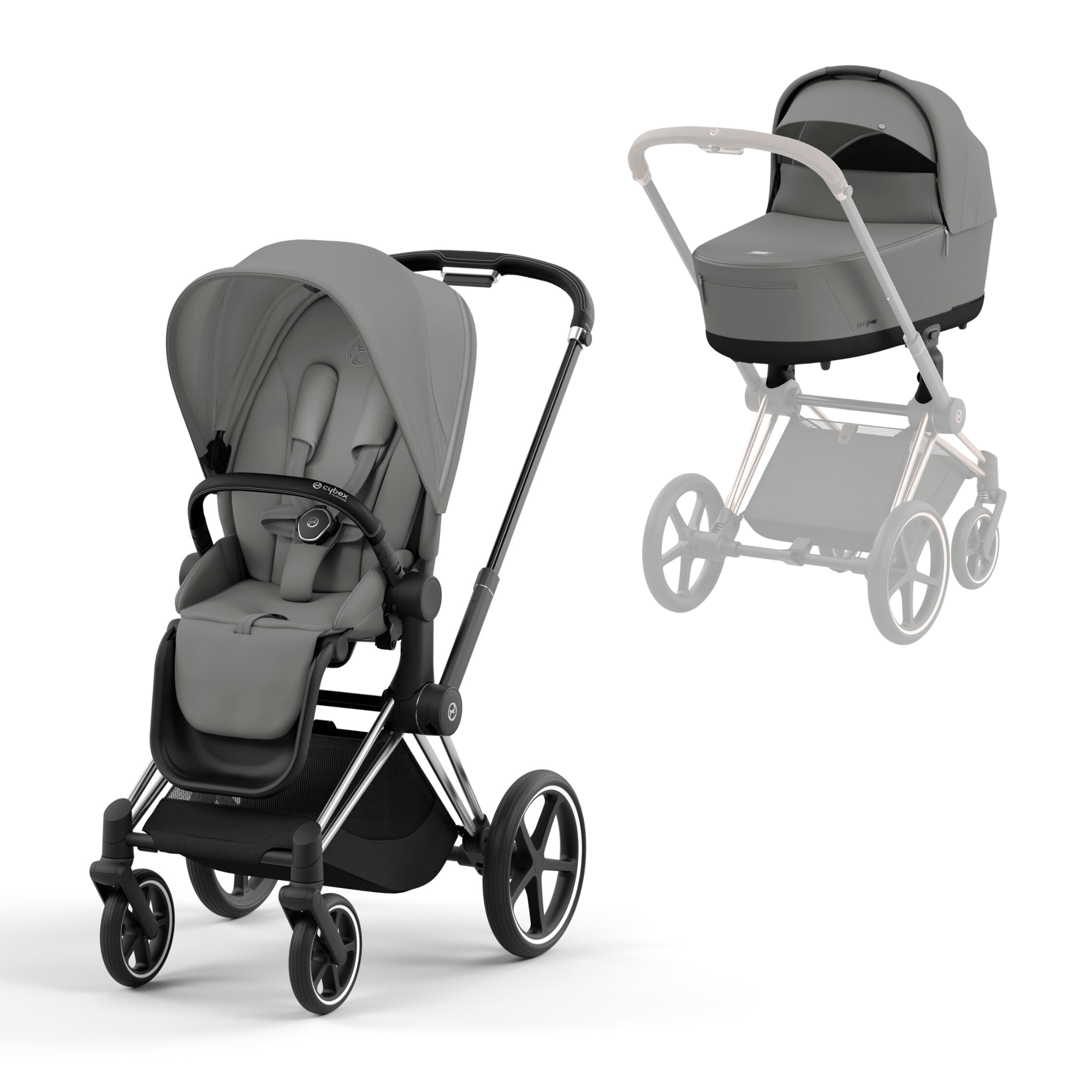 Cybex Priam & Lux Cot in Mirage Grey Baby Prams 16668-CH-BLK-GRY 4063846415458