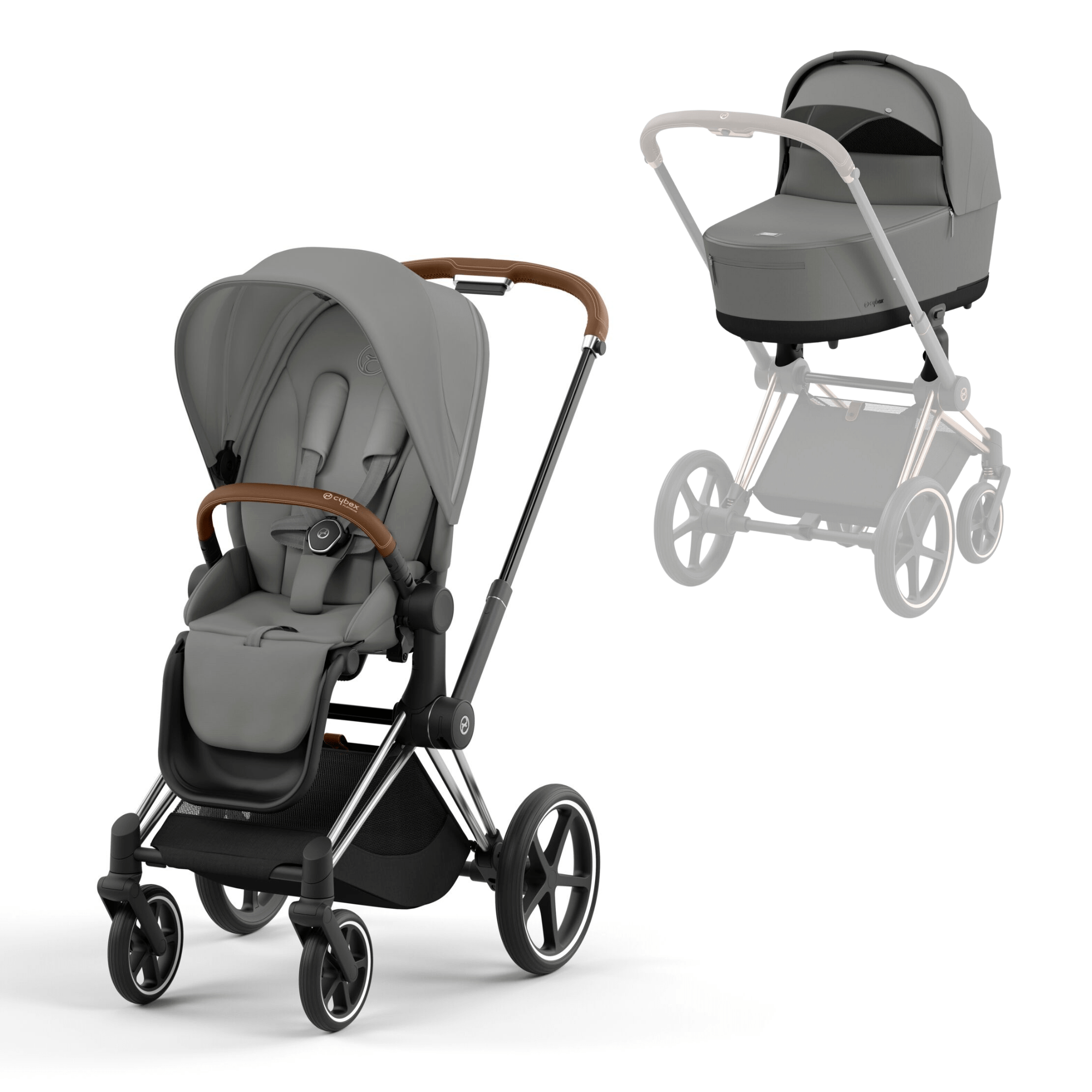 Cybex Priam & Lux Cot in Mirage Grey Baby Prams 16673-CH-BRN-GRY 4063846415458