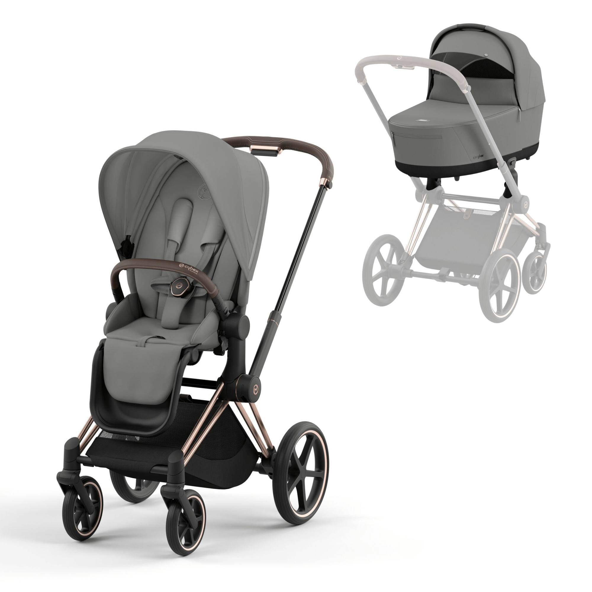 Cybex Priam & Lux Cot in Mirage Grey Baby Prams 16675-ROS-GOL-GRY 4063846415458