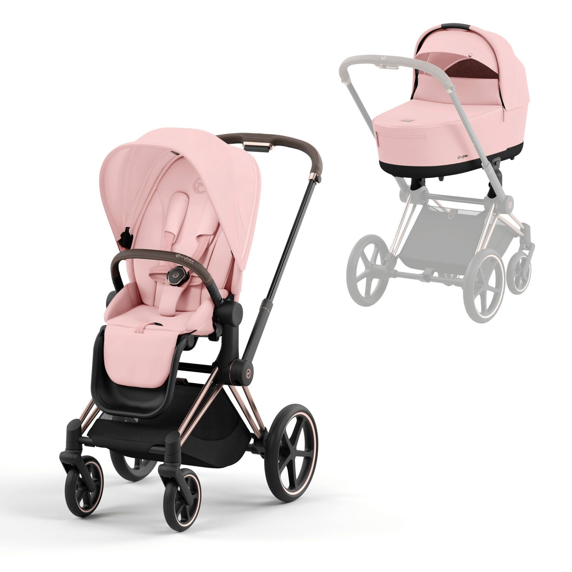 Cybex Priam & Lux Cot in Peach Pink Baby Prams 16682-ROS-GOL-PNK 4063846415618