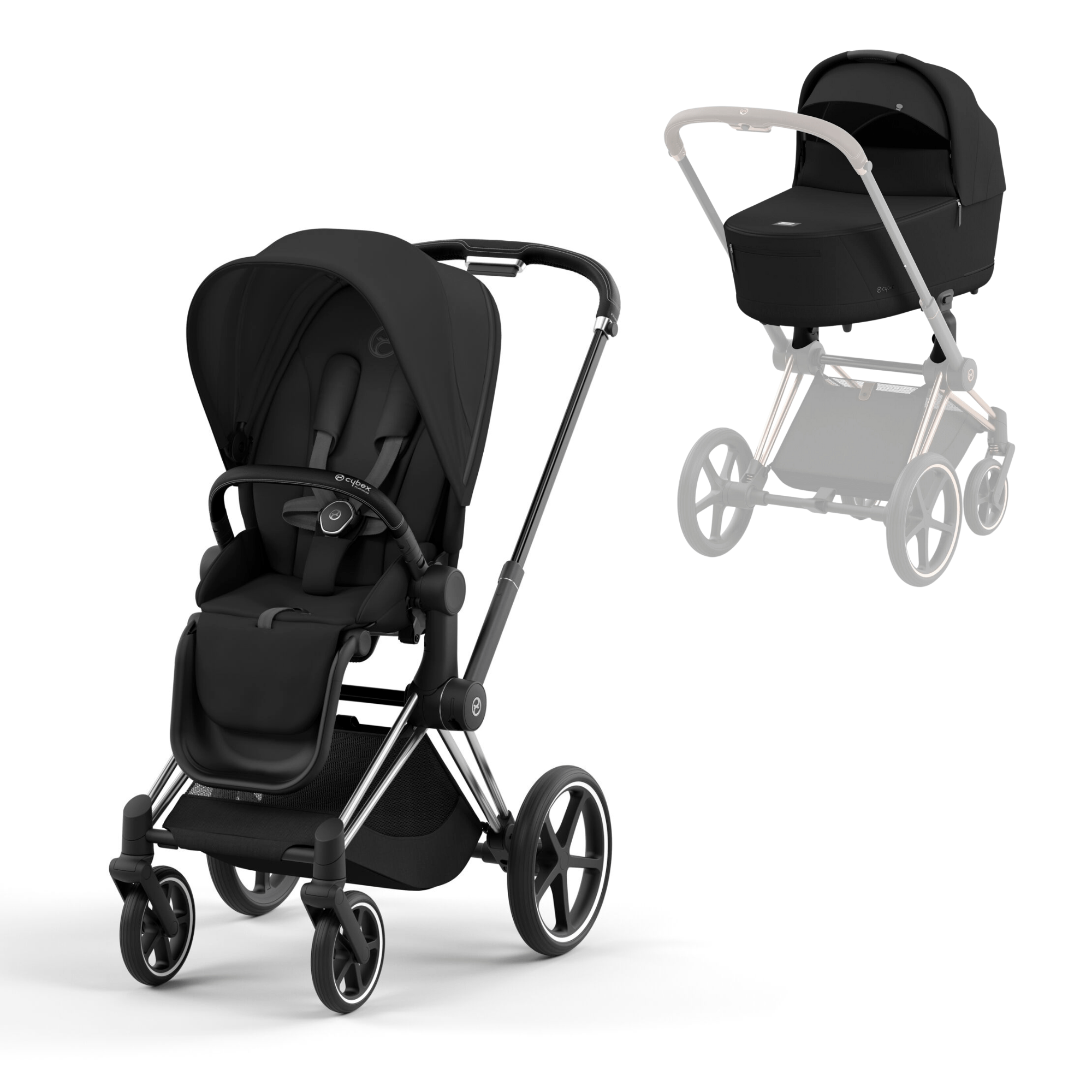 Cybex Priam & Lux Cot in Sepia Black Baby Prams 11243-CH-BLK-BLK 4063846415373