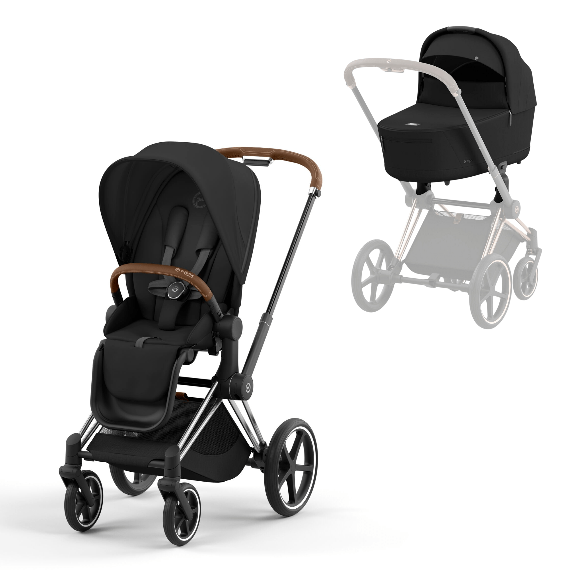 Cybex Priam & Lux Cot in Sepia Black Baby Prams 11246-CH-BRN-BLK 4063846415373