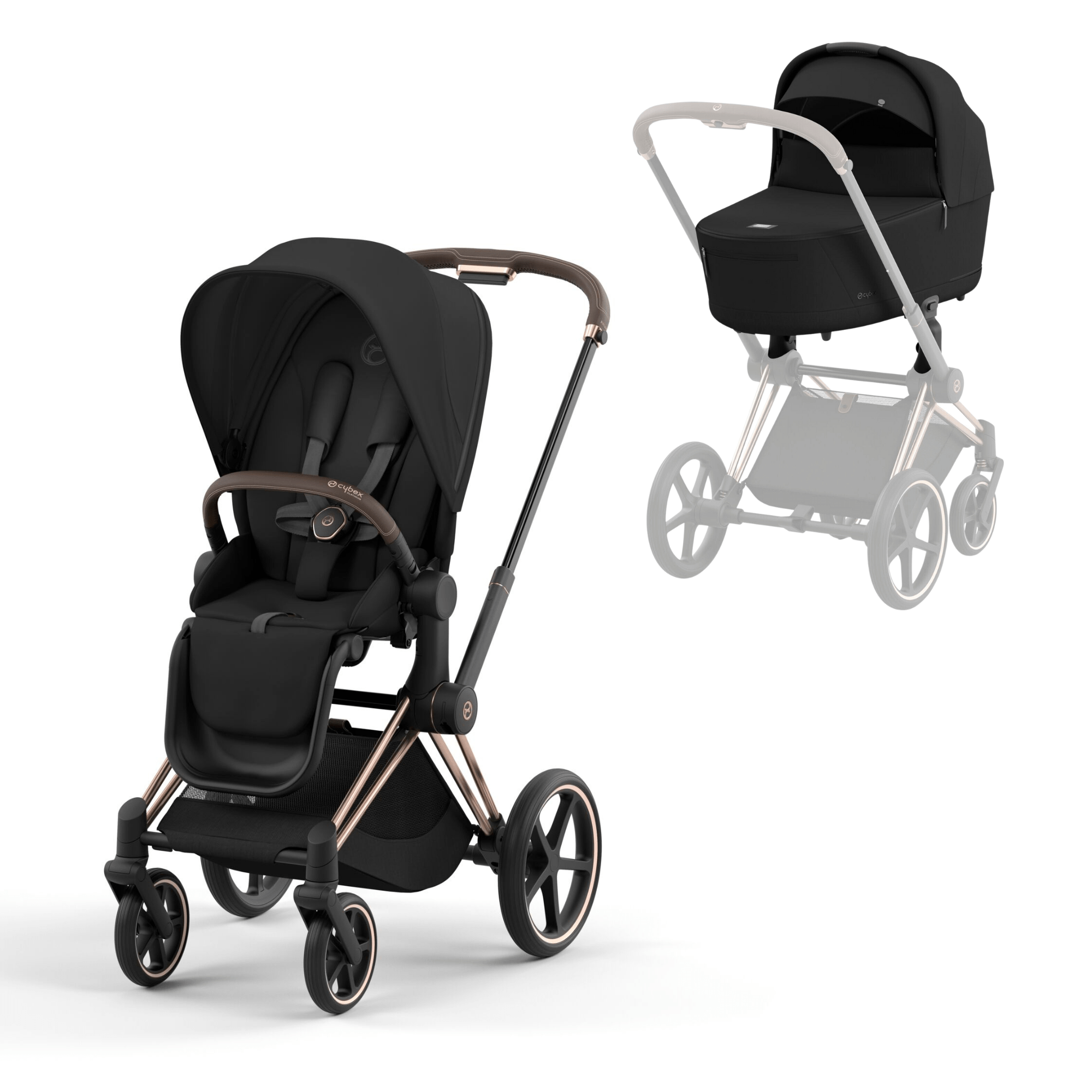 Cybex Priam & Lux Cot in Sepia Black Baby Prams 11248-ROS-GOL-BLK 4063846415373