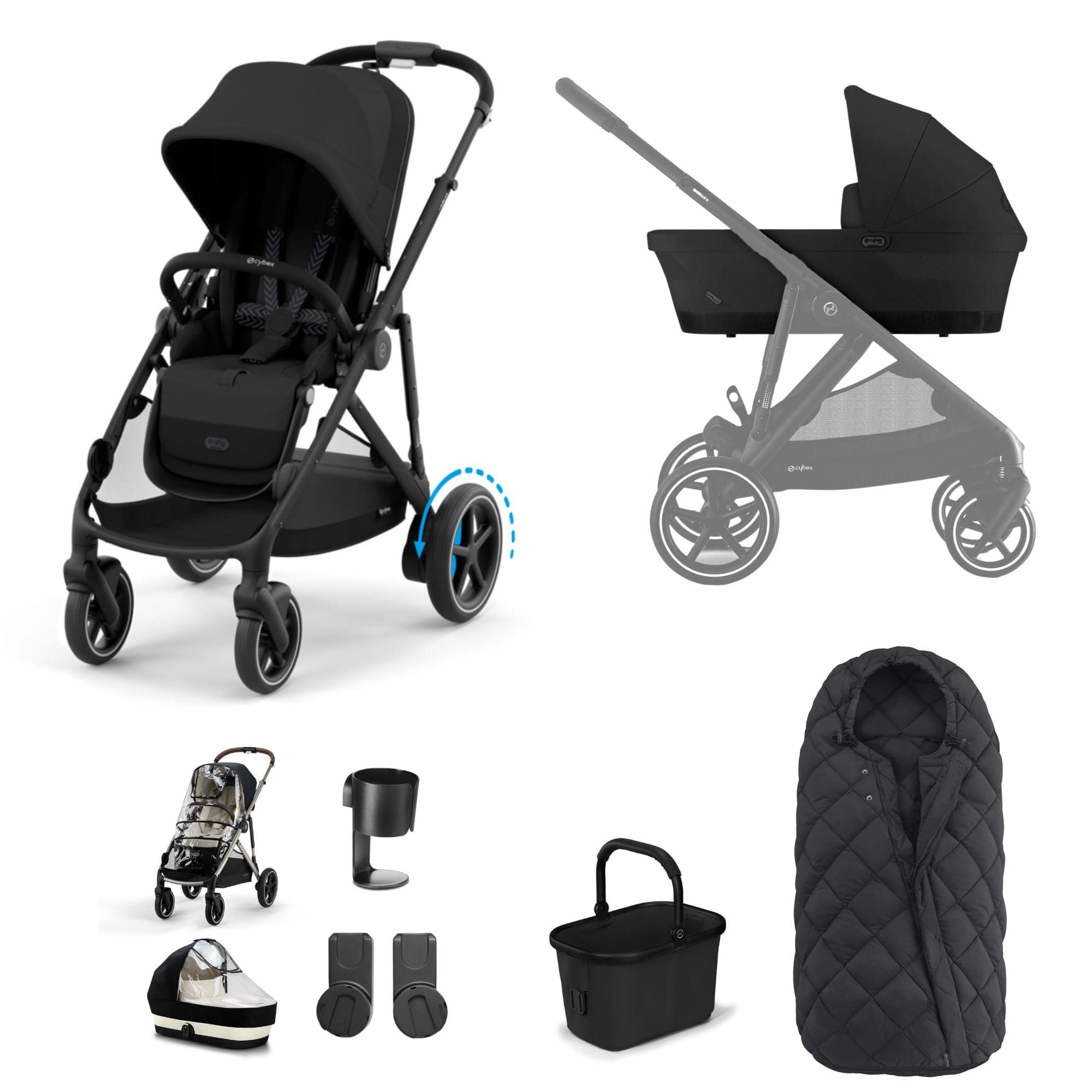 Cybex eGazelle S Essential Bundle in Moon Black Pushchairs & Buggies 16331-MOO-BLK-1 4063846465842