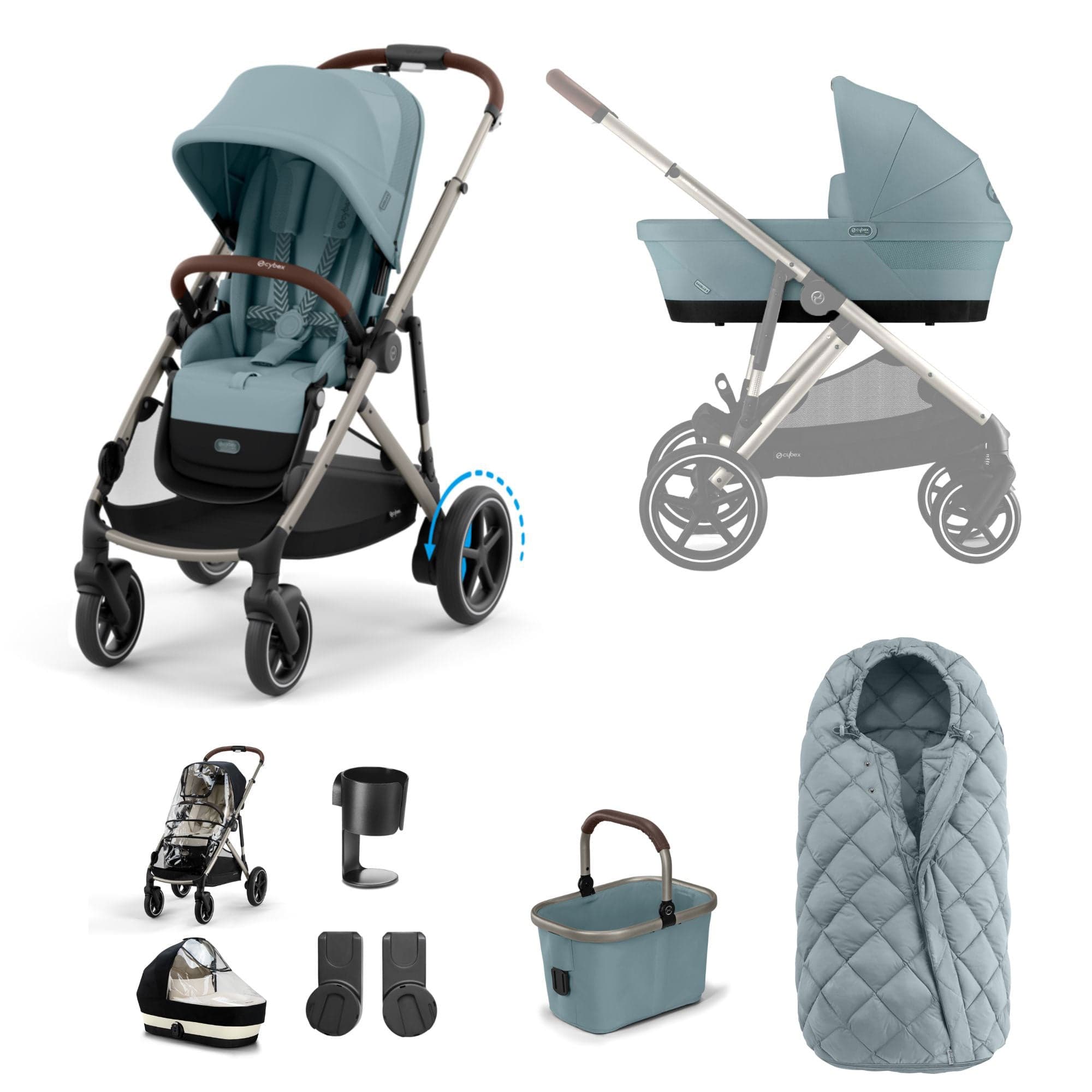 Cybex eGazelle S Essential Bundle in Stormy Blue Pushchairs & Buggies 16337-STO-BLU-1 4063846465965