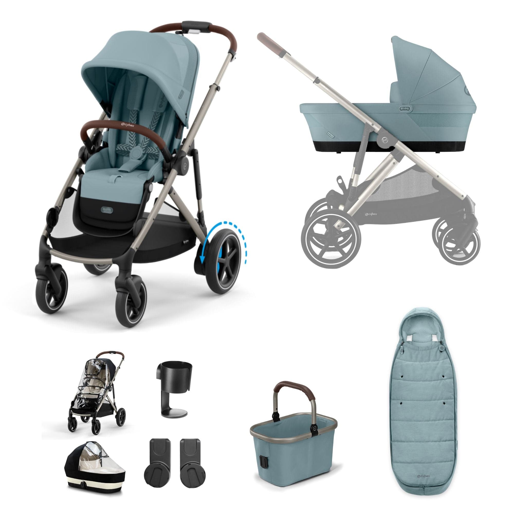 Cybex eGazelle S Essential Bundle in Stormy Blue Pushchairs & Buggies 16337-STO-BLU 4063846465965