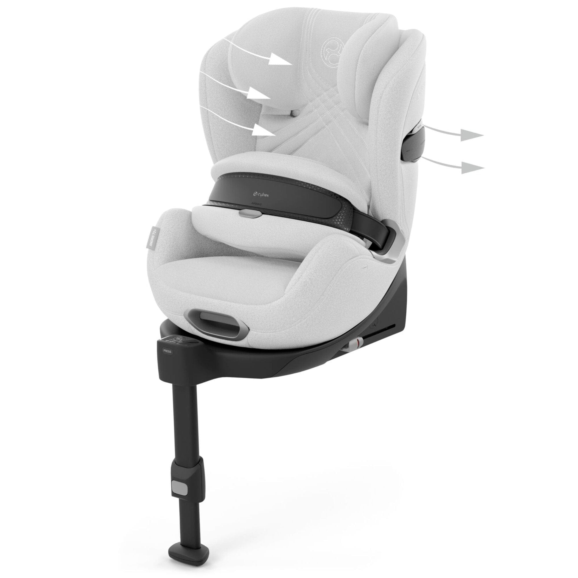 Cybex Anoris T2 i-Size Plus Car Seat in Platinum White Toddler Car Seats 523001071 4063846424191