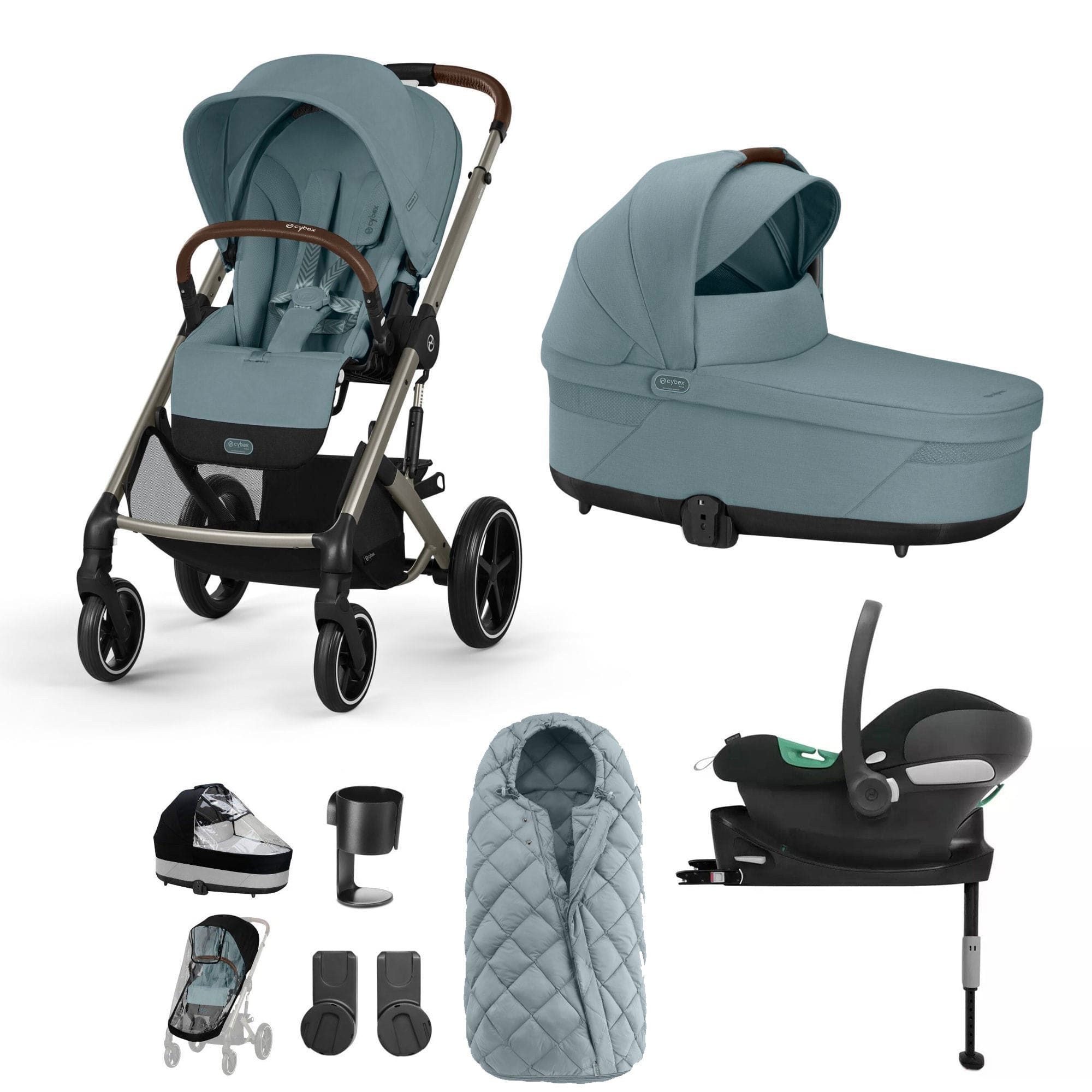 Cybex Balios S Lux Comfort Bundle in Taupe/Stormy Blue Travel Systems 127458-TPE-SKY-BLU 4063846318049