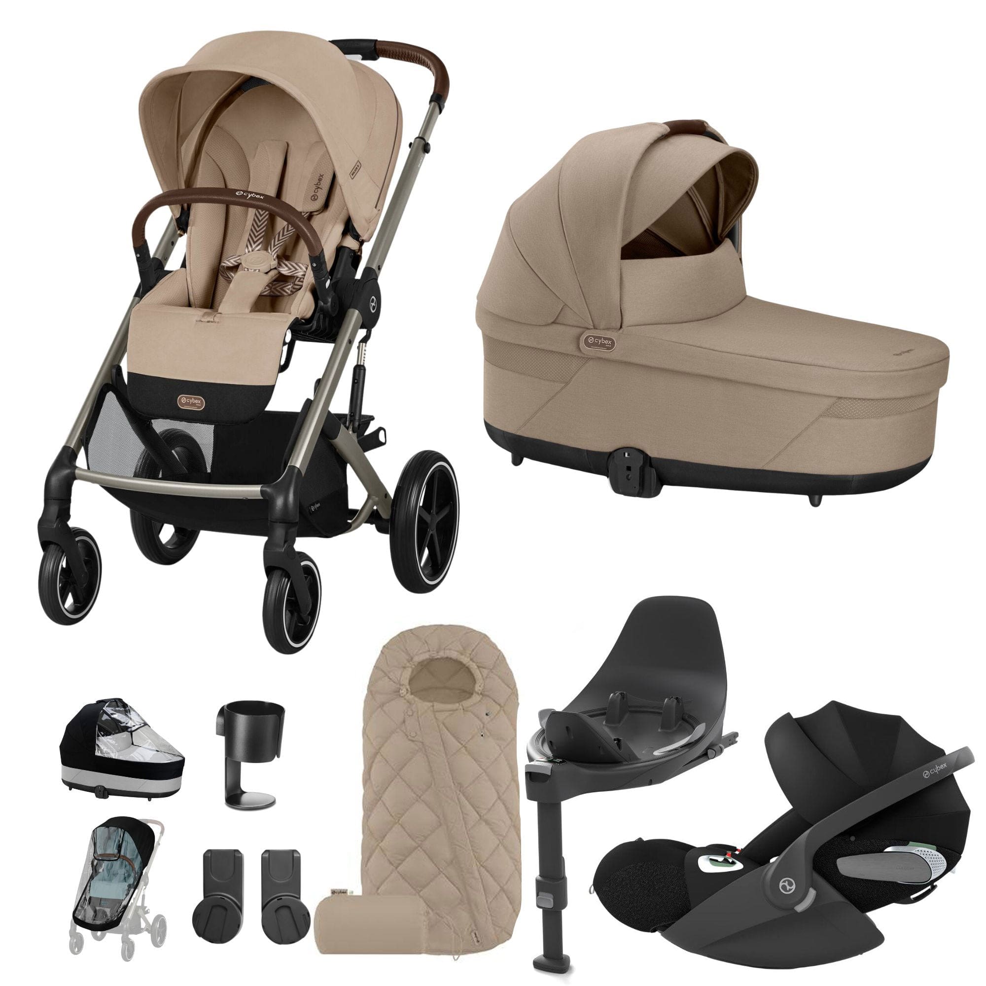 Cybex Balios S Lux Luxury Bundle in Taupe/Almond Beige Travel Systems 16917-ALM-BEI-3 4063846456383