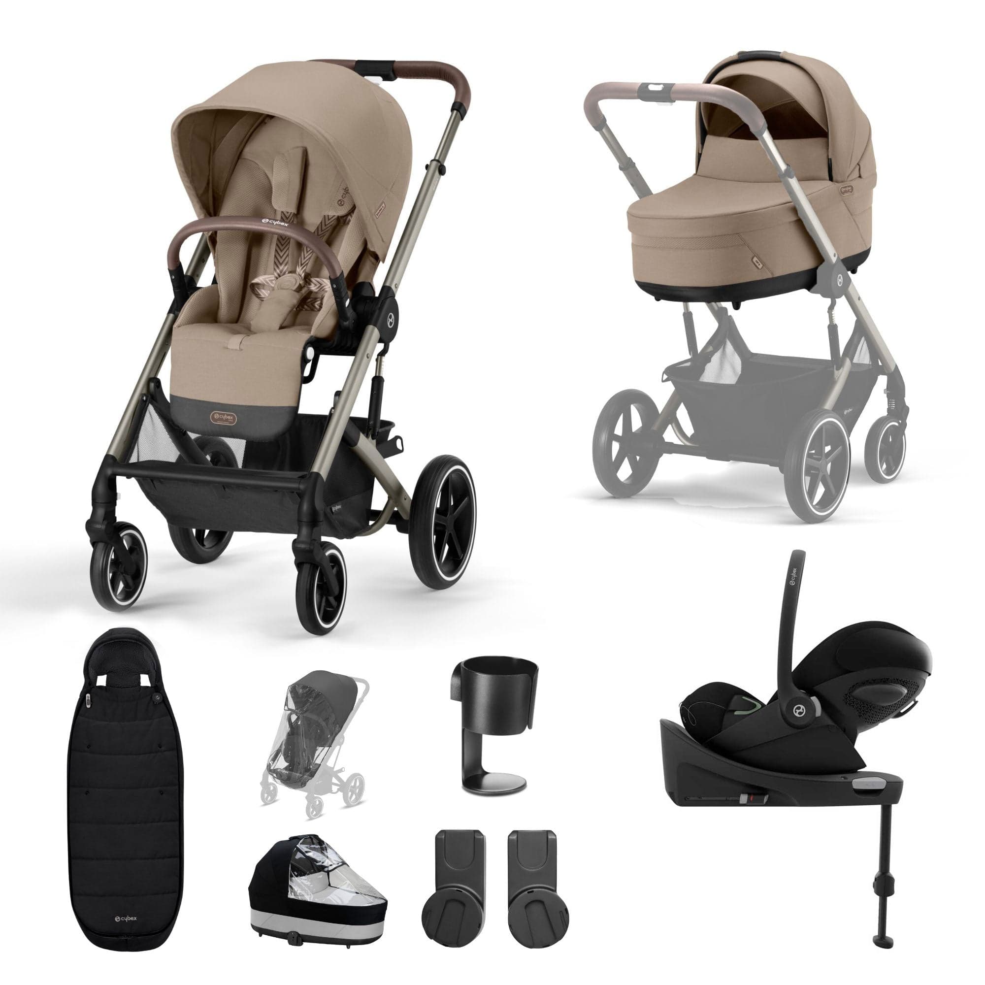 Cybex Balios S Lux Luxury Bundle in Taupe/Almond Beige Travel Systems 16917-ALM-BEI 4063846456383