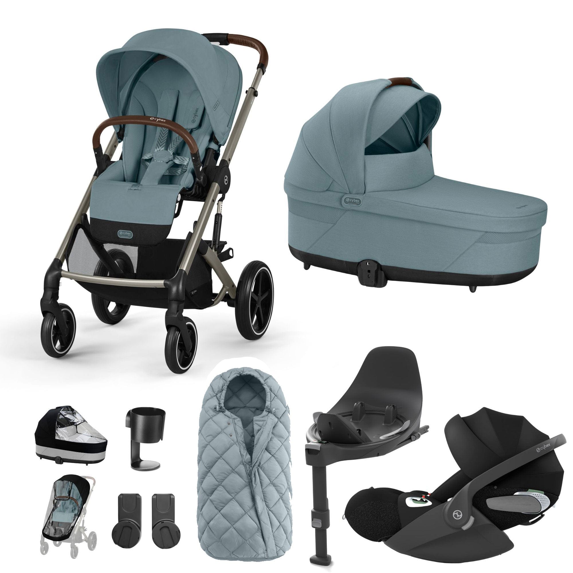 Cybex Balios S Lux Luxury Bundle in Taupe/Sky Blue Travel Systems 127463-TPE-SKY-BLU 4063846318049