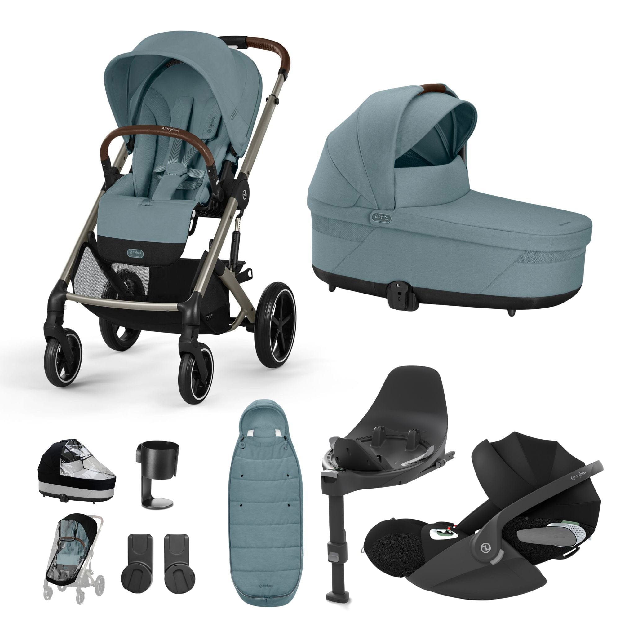 Cybex Balios S Lux Luxury Bundle in Taupe/Sky Blue Travel Systems 14766-TPE-SKY-BLU 4063846318049