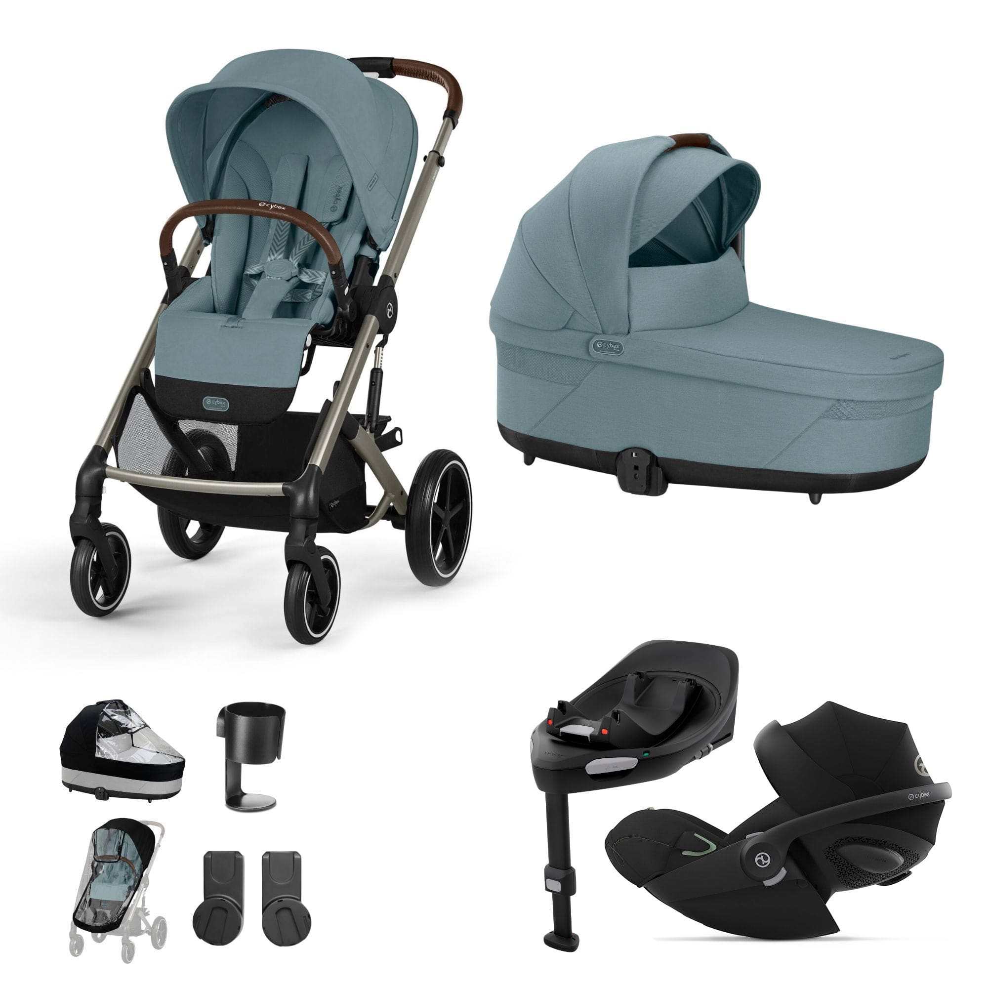 Cybex Balios S Lux Luxury Bundle in Taupe/Sky Blue Travel Systems 16917-STO-BLU-4 4063846318049