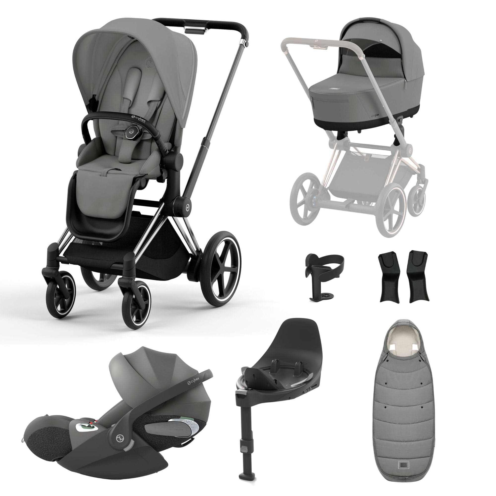 Cybex e-Priam Travel System With Cloud T in Mirage Grey Travel Systems 16770-CH-BLK-GRY-1 4063846415458