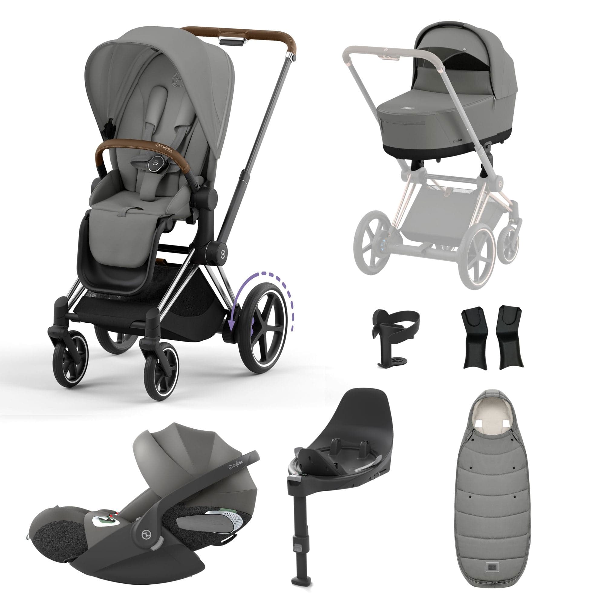 Cybex e-Priam Travel System With Cloud T in Mirage Grey Travel Systems 16770-CH-BRN-GRY-1 4063846415458