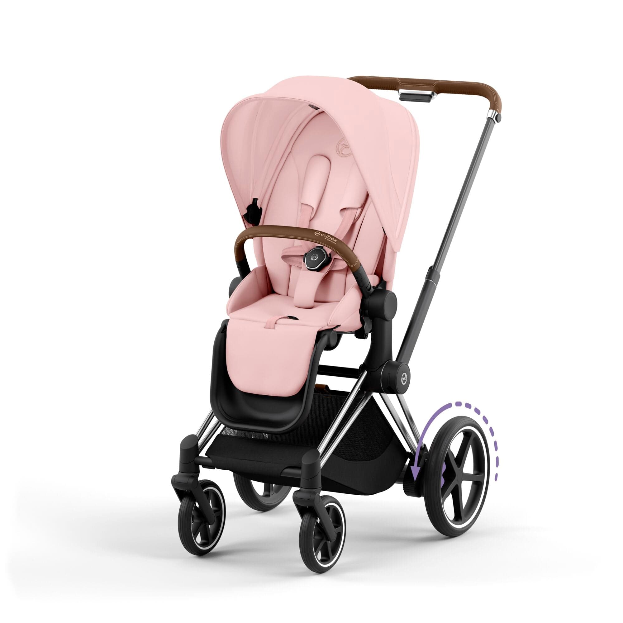 Cybex e-Priam Travel System With Cloud T in Peach Pink Travel Systems