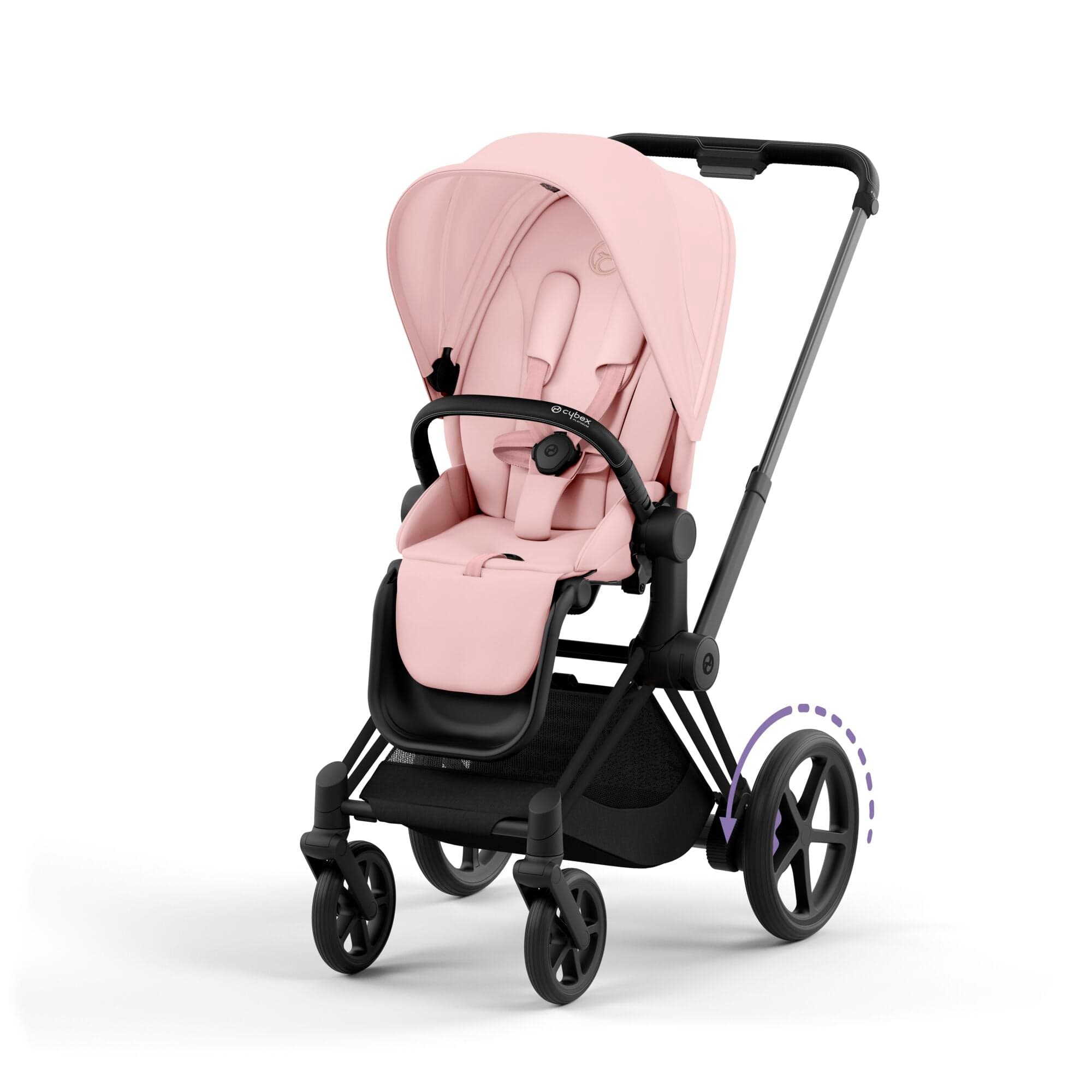 Cybex e-Priam Travel System With Cloud T in Peach Pink Travel Systems