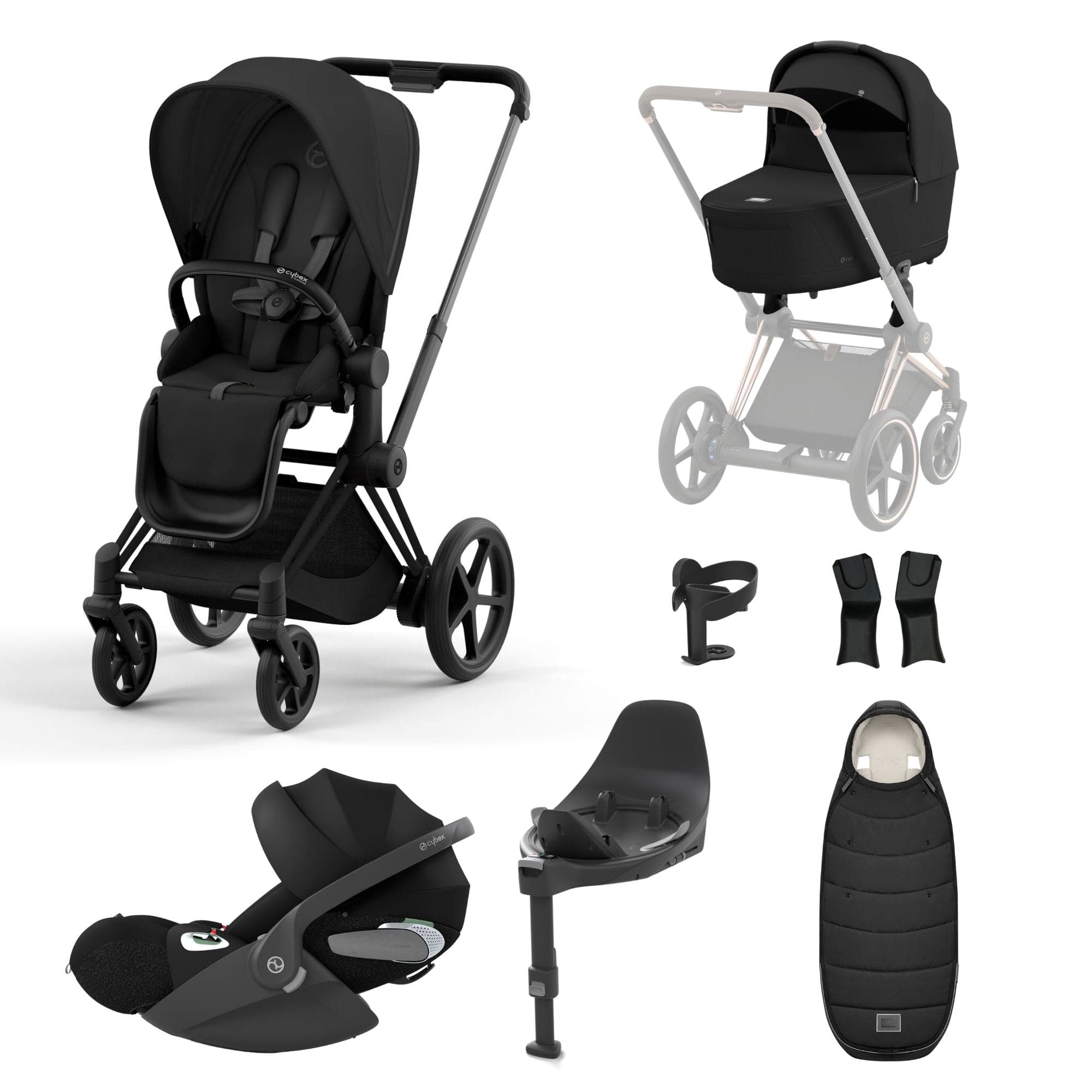 Cybex e-Priam Travel System With Cloud T in Sepia Black Travel Systems 16754-BLK-BLK 4063846415373