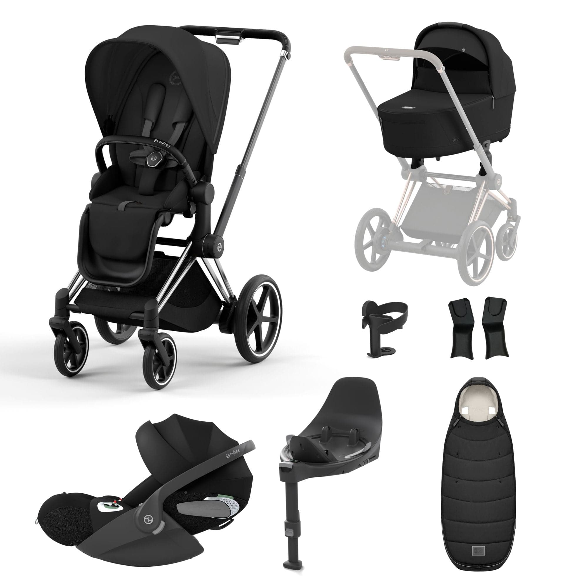 Cybex e-Priam Travel System With Cloud T in Sepia Black Travel Systems 16754-CH-BLK-BLK 4063846415373