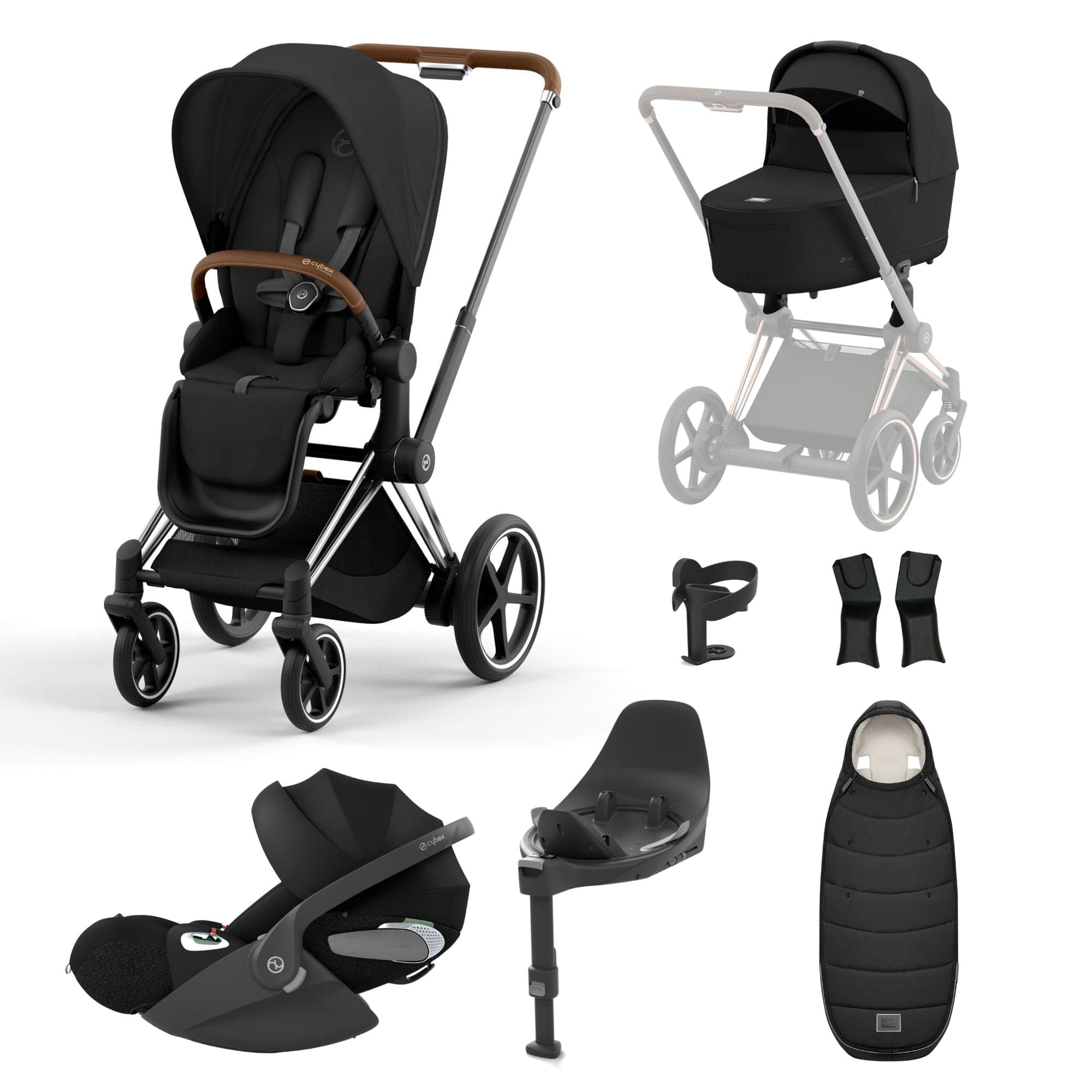 Cybex e-Priam Travel System With Cloud T in Sepia Black Travel Systems 16754-CH-BRN-BLK 4063846415373