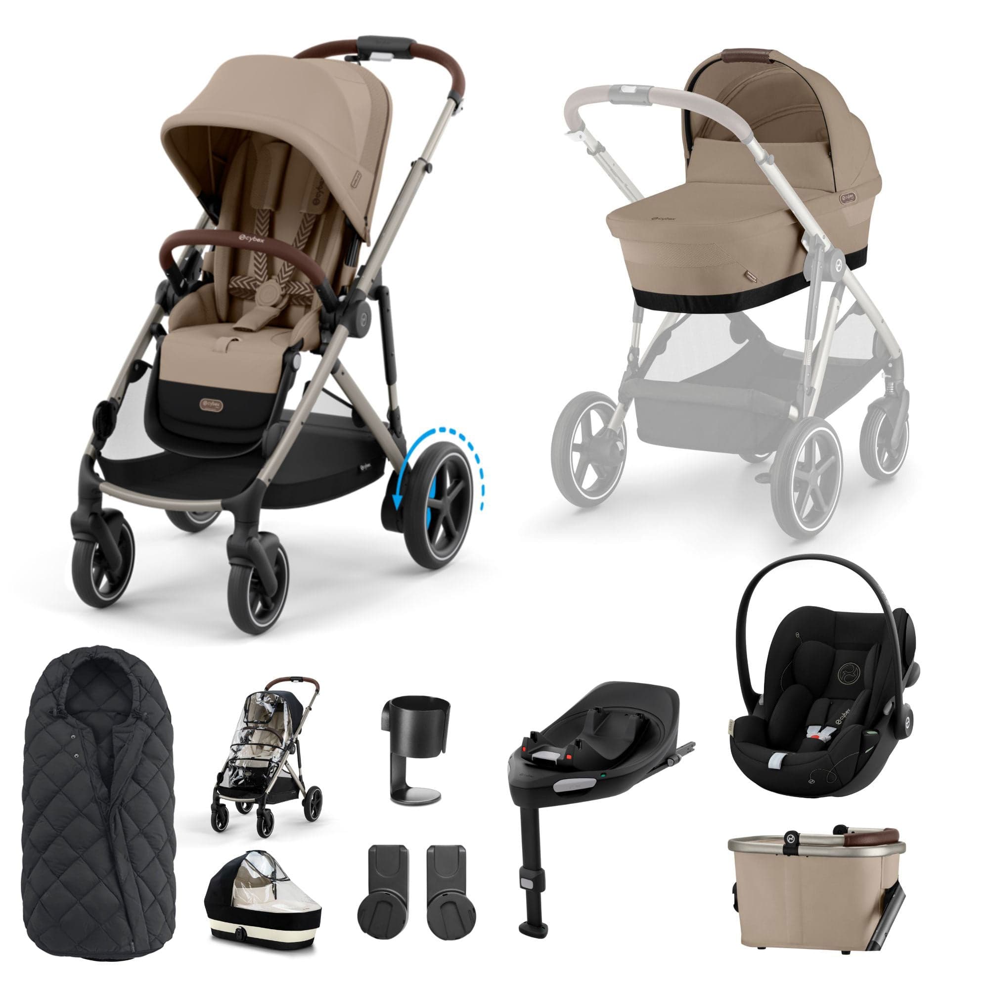 Cybex eGazelle S Luxury Bundle in Almond Beige Travel Systems 15650-ALM-BEI-1 4063846466047