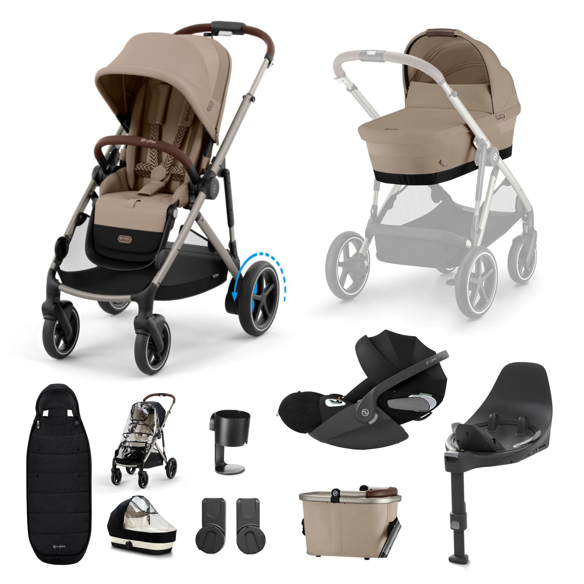 Cybex eGazelle S Luxury Bundle in Almond Beige Travel Systems 15650-ALM-BEI-2 4063846466047